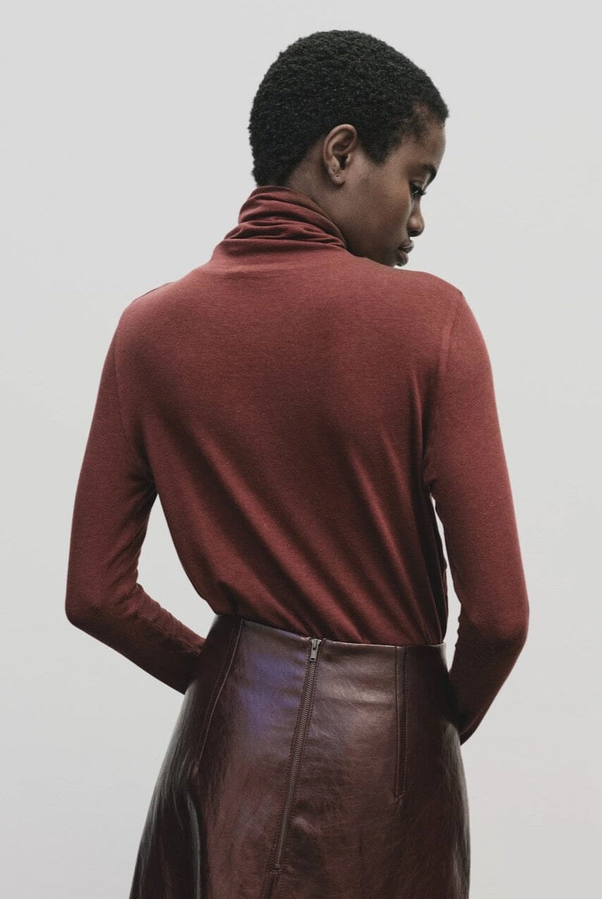 Mijeong Park - Roll Neck Jersey Top - Burgundy - Shirts & Tops - YUCCA, shop local Denver, women’s clothing boutique.