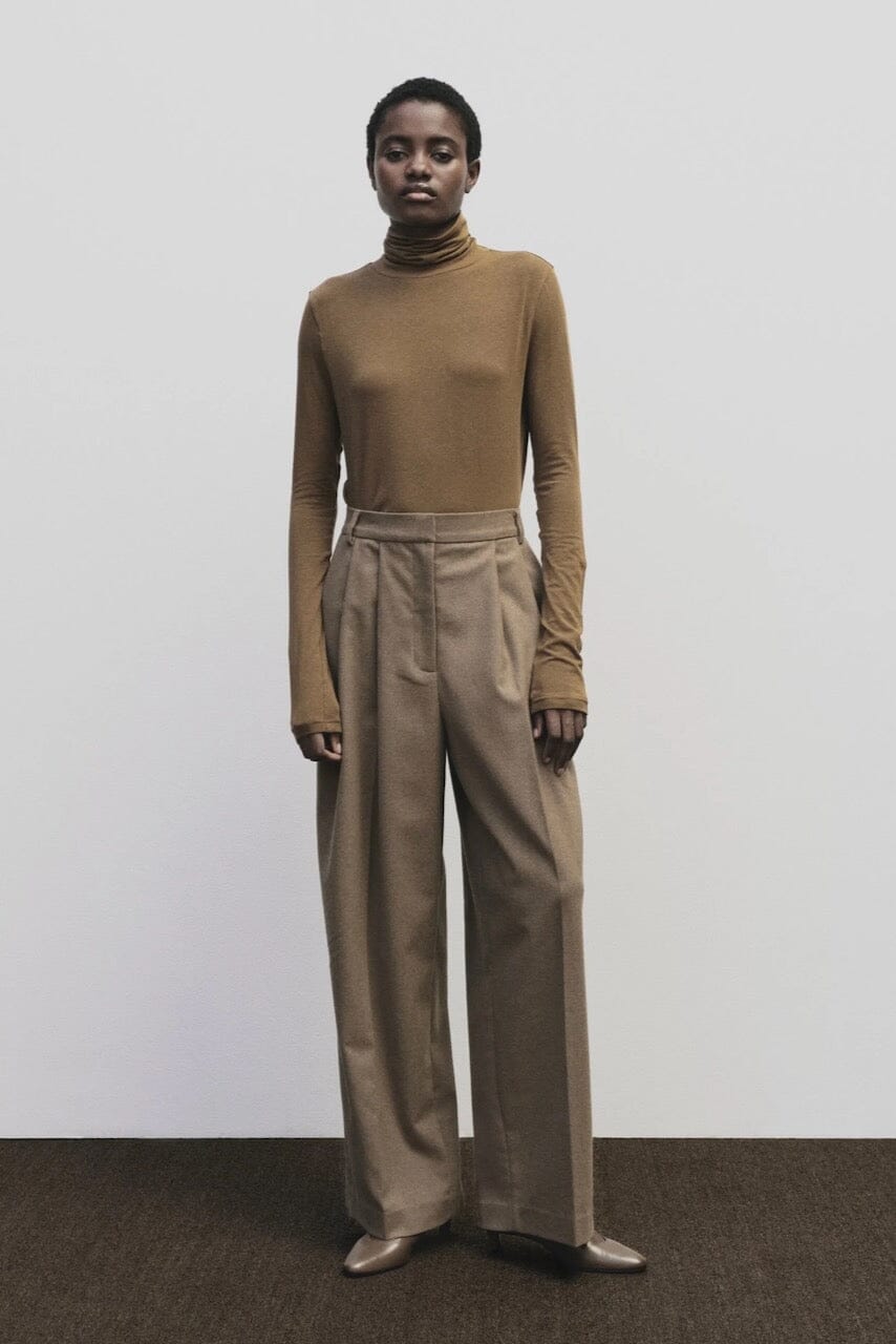 Mijeong Park - Roll Neck Jersey Top - Light Brown - Shirts & Tops - YUCCA, shop local Denver, women’s clothing boutique .