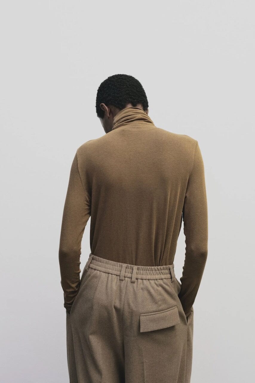 Mijeong Park - Roll Neck Jersey Top - Light Brown - Shirts & Tops - YUCCA, shop local Denver, women’s clothing boutique .