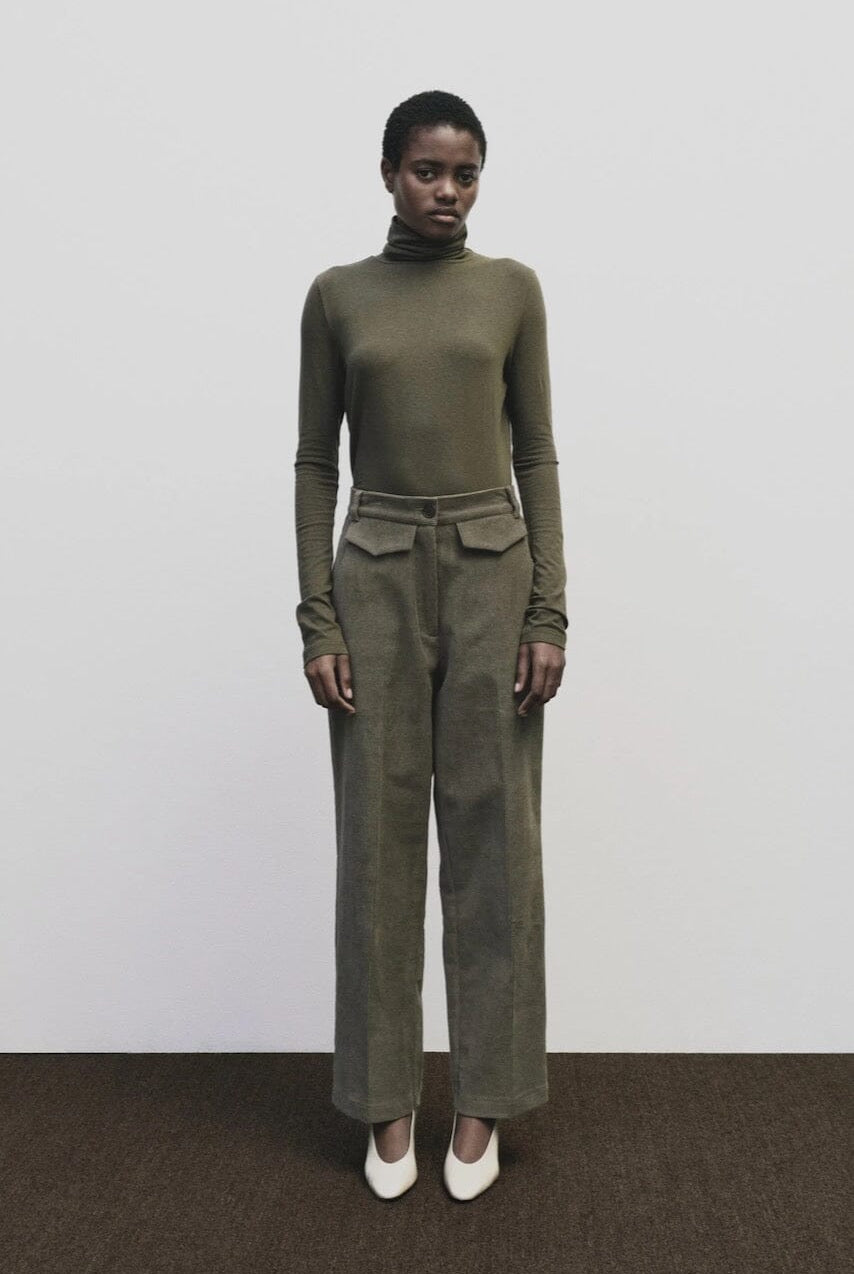 Mijeong Park - Roll Neck Jersey Top - Olive - Shirts & Tops - YUCCA, shop local Denver, women’s clothing boutique.