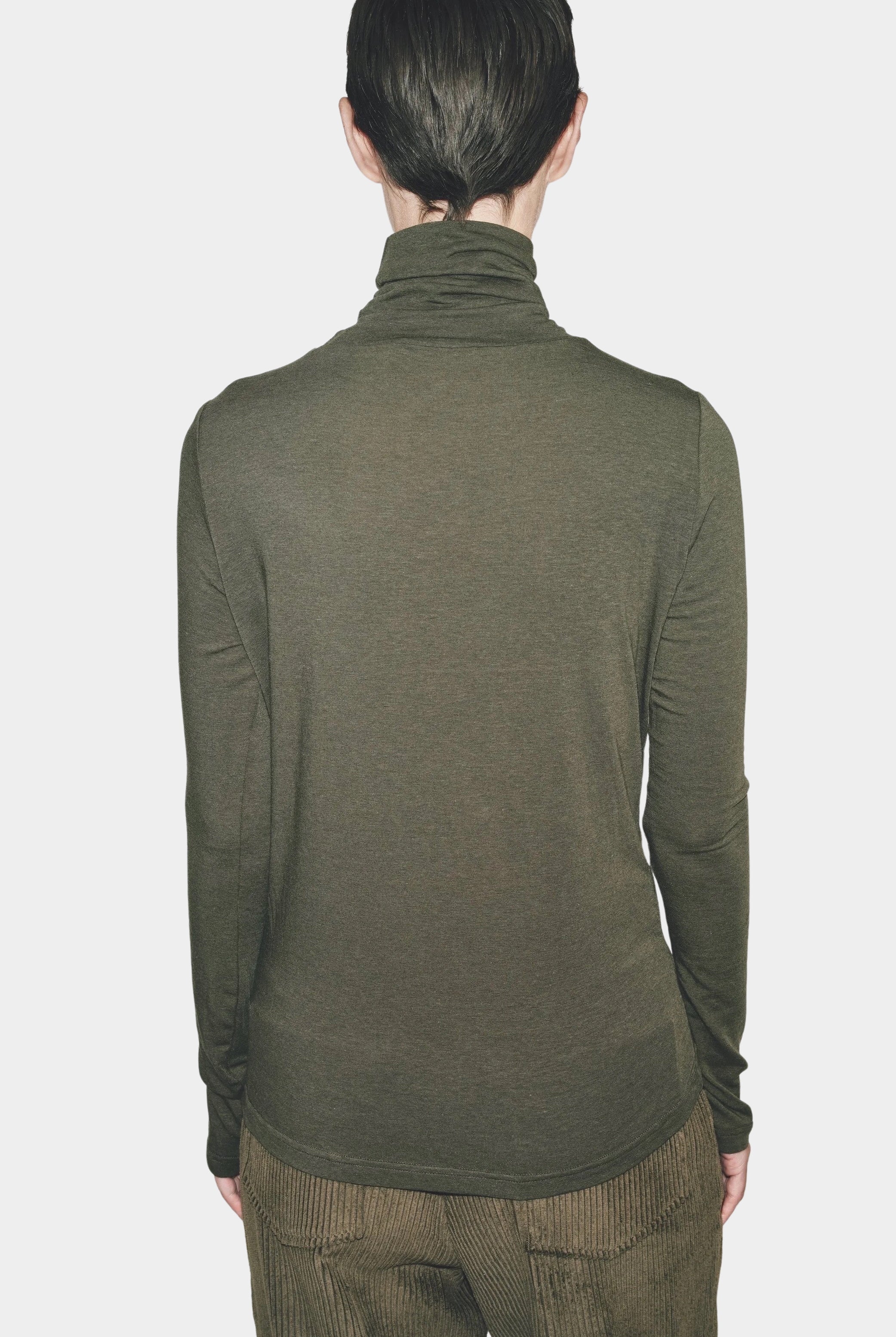 Mijeong Park - Roll Neck Jersey Top - Olive - Shirts & Tops - YUCCA, Yucca store Denver, women’s clothing boutique near me.