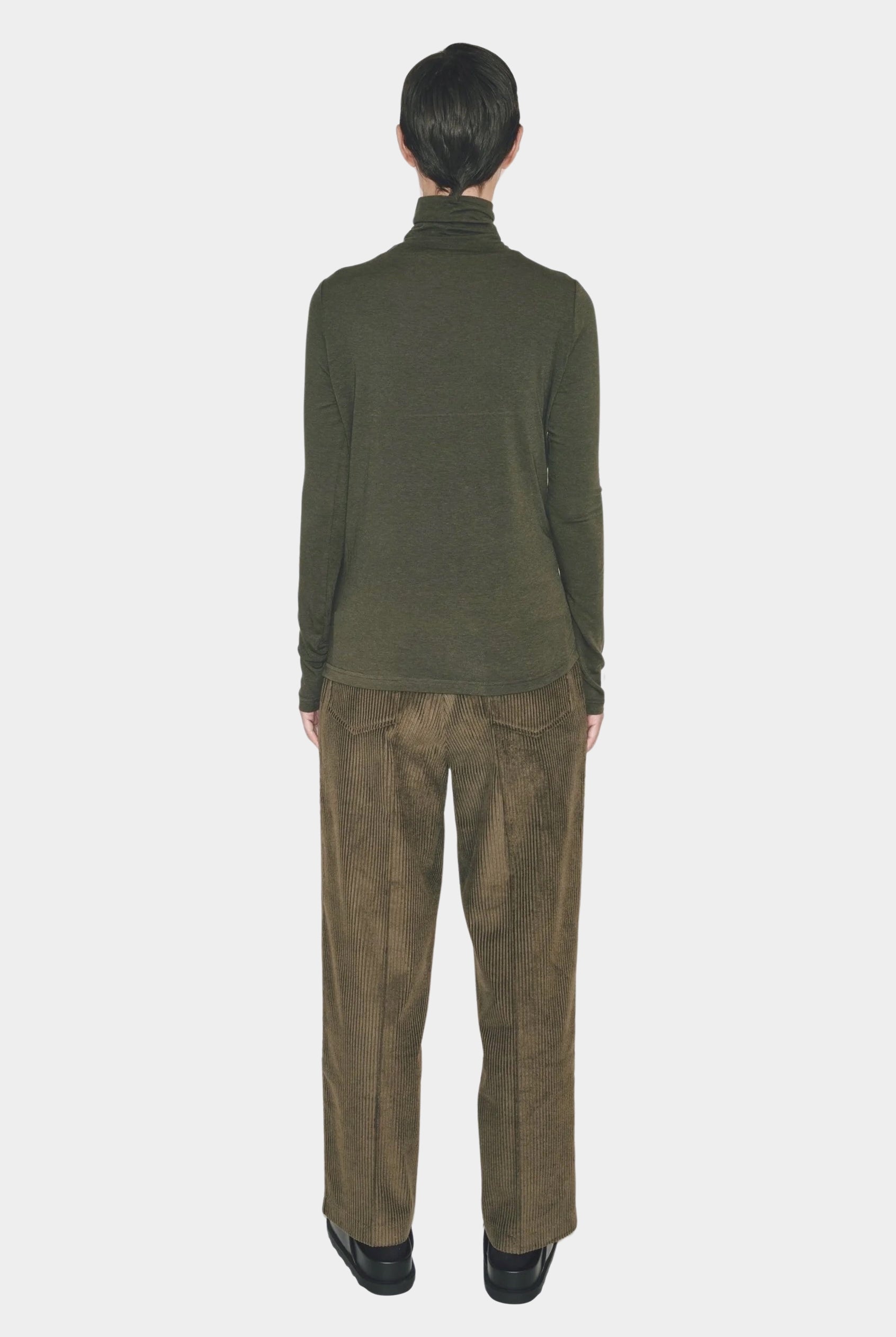 Mijeong Park - Roll Neck Jersey Top - Olive - Shirts & Tops - YUCCA, Yucca store Denver, women’s clothing boutique near me.