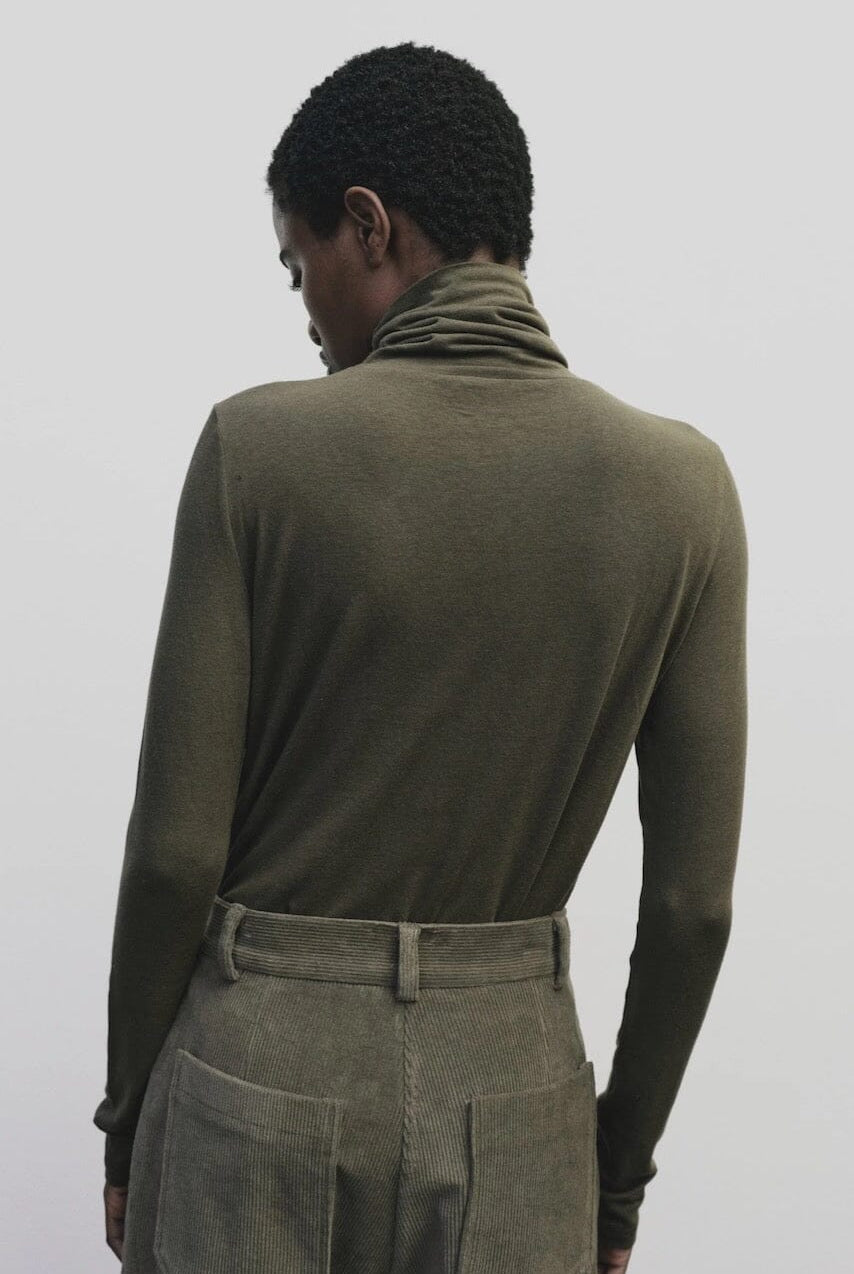 Mijeong Park - Roll Neck Jersey Top - Olive - Shirts & Tops - YUCCA, shop local Denver, women’s clothing boutique.