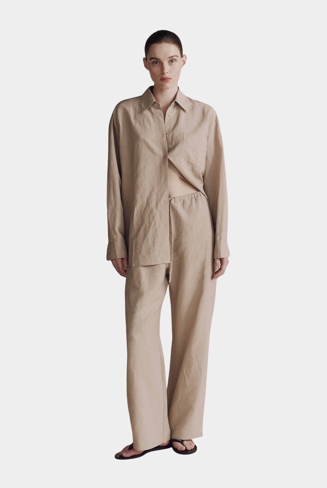 Mijeong Park | Silk Linen Oversized Shirt In Light Khaki - SHOP YUCCA Shirts & Tops MIJEONG PARK - YUCCA, Yucca store Denver, women’s clothing boutique near me, high quality capsule wardrobe, boutiques near me, women’s high quality tops.