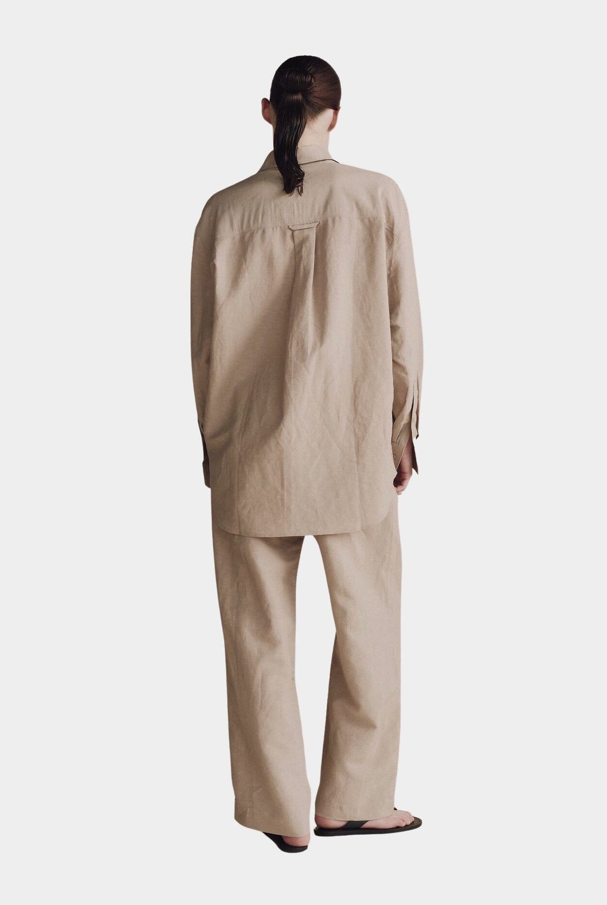 Mijeong Park | Silk Linen Oversized Shirt In Light Khaki - SHOP YUCCA Shirts & Tops MIJEONG PARK - YUCCA, Yucca store Denver, women’s clothing boutique near me, high quality capsule wardrobe, boutiques near me, women’s high quality tops.