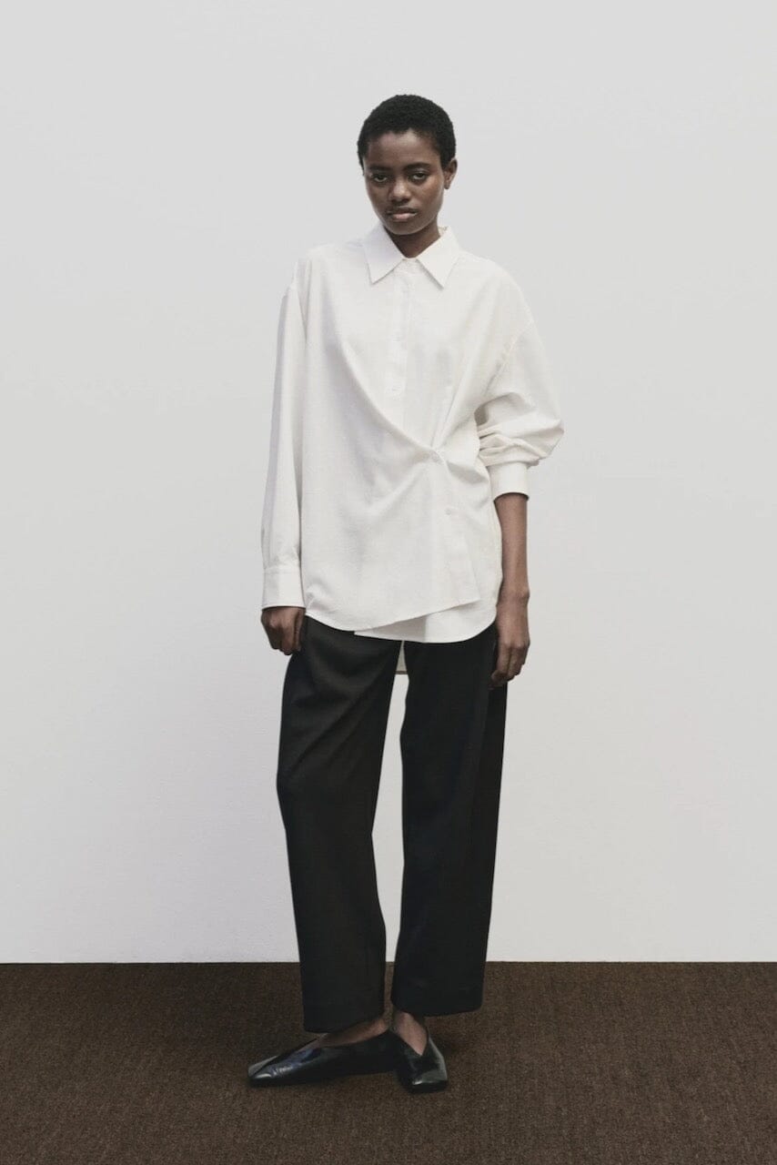 Mijeong Park - Textured Oversized Shirt In Ivory - YUCCA Shirts & Tops, women’s clothing boutique near me.
