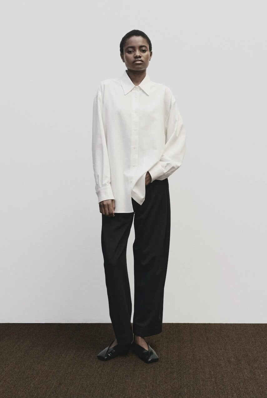 Mijeong Park - Textured Oversized Shirt In Ivory - YUCCA Shirts & Tops, women’s clothing boutique near me.