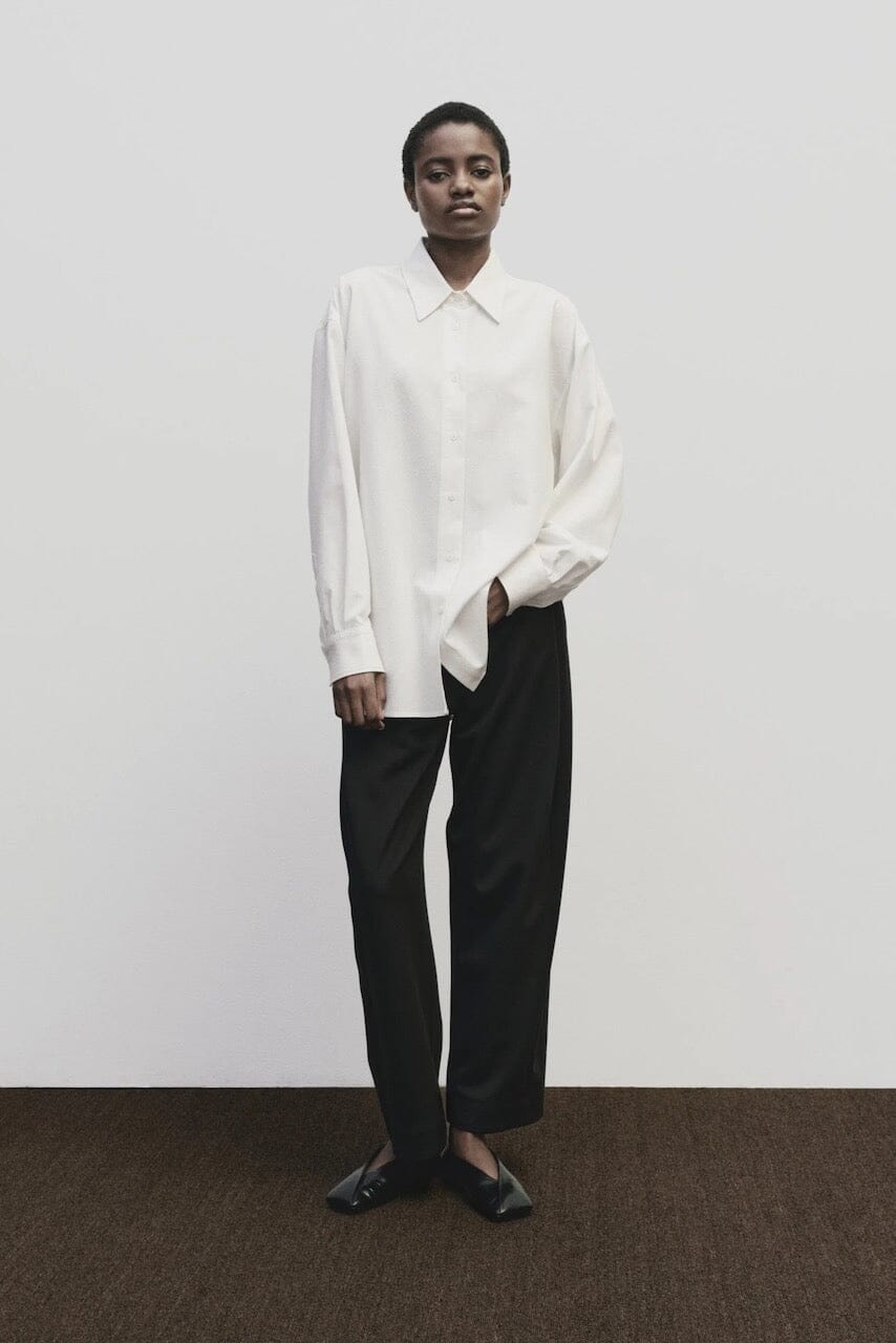 Mijeong Park - Textured Oversized Shirt In Ivory - YUCCA Shirts & Tops, women’s clothing boutique near me.