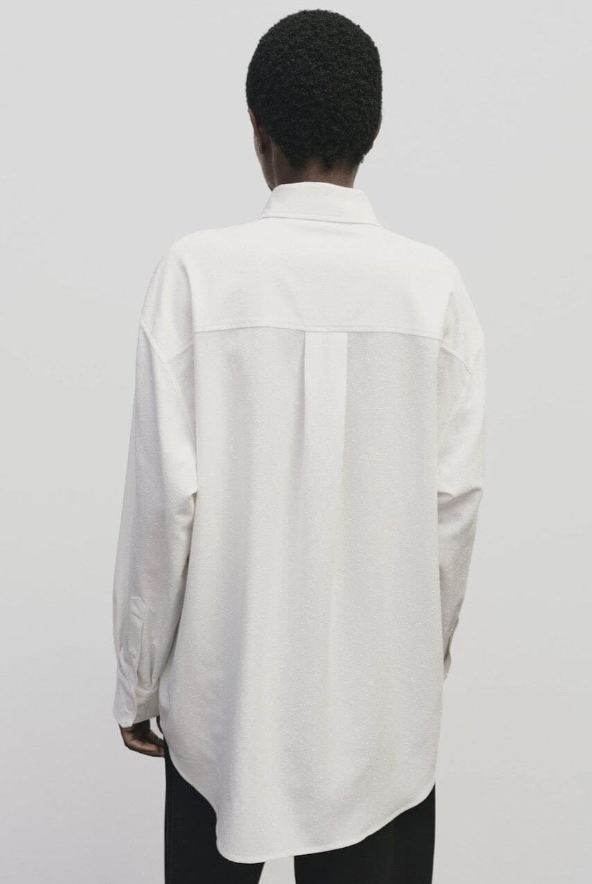 Mijeong Park - Textured Oversized Shirt In Ivory - YUCCA Shirts & Tops, women’s clothing boutique near me.