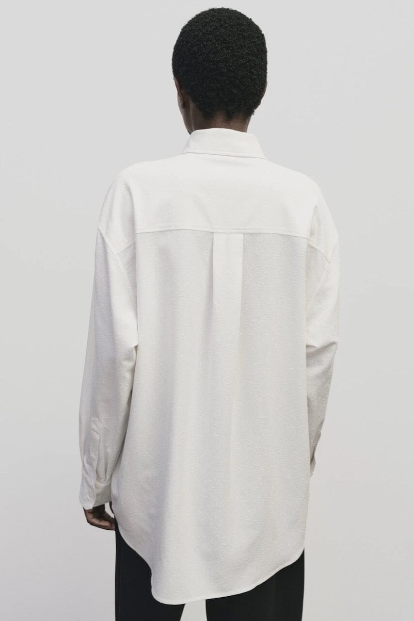 Mijeong Park - Textured Oversized Shirt In Ivory - YUCCA Shirts & Tops, women’s clothing boutique near me.