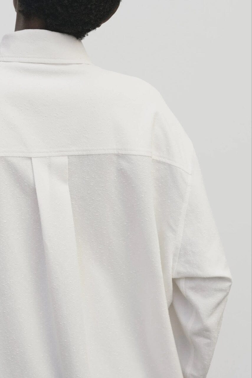 Mijeong Park - Textured Oversized Shirt In Ivory - YUCCA Shirts & Tops, women’s clothing boutique near me.