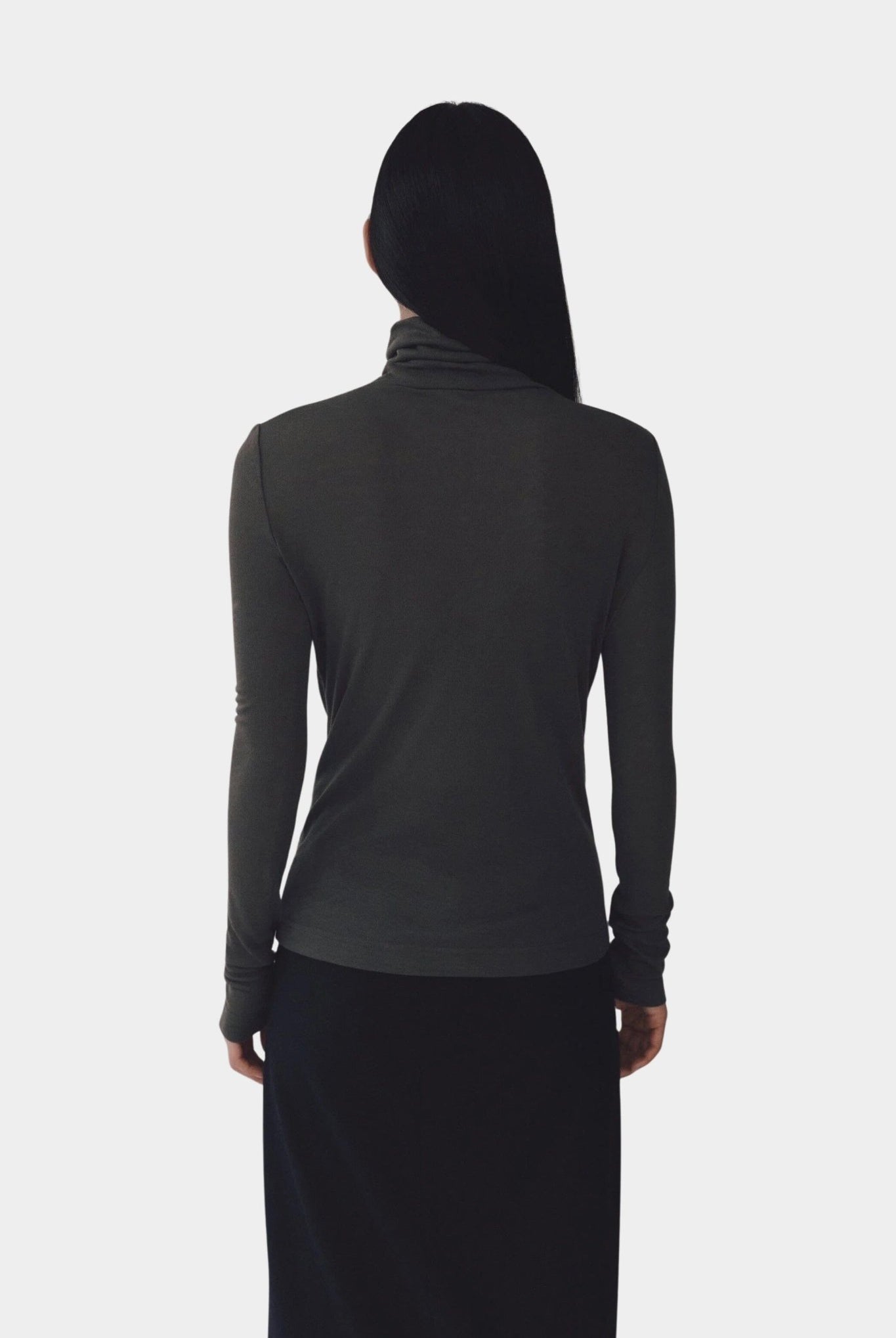 Mijeong Park | Thin Ribbed Roll Neck Top In Dark Grey -  SHOP YUCCA Shirts & Tops MIJEONG PARK - YUCCA, Yucca store Denver, women’s clothing boutique near me, high quality capsule wardrobe, boutiques near me, women’s high quality tops.