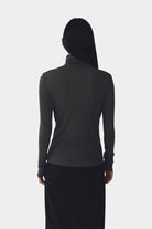 Mijeong Park | Thin Ribbed Roll Neck Top In Dark Grey -  SHOP YUCCA Shirts & Tops MIJEONG PARK - YUCCA, Yucca store Denver, women’s clothing boutique near me, high quality capsule wardrobe, boutiques near me, women’s high quality tops.