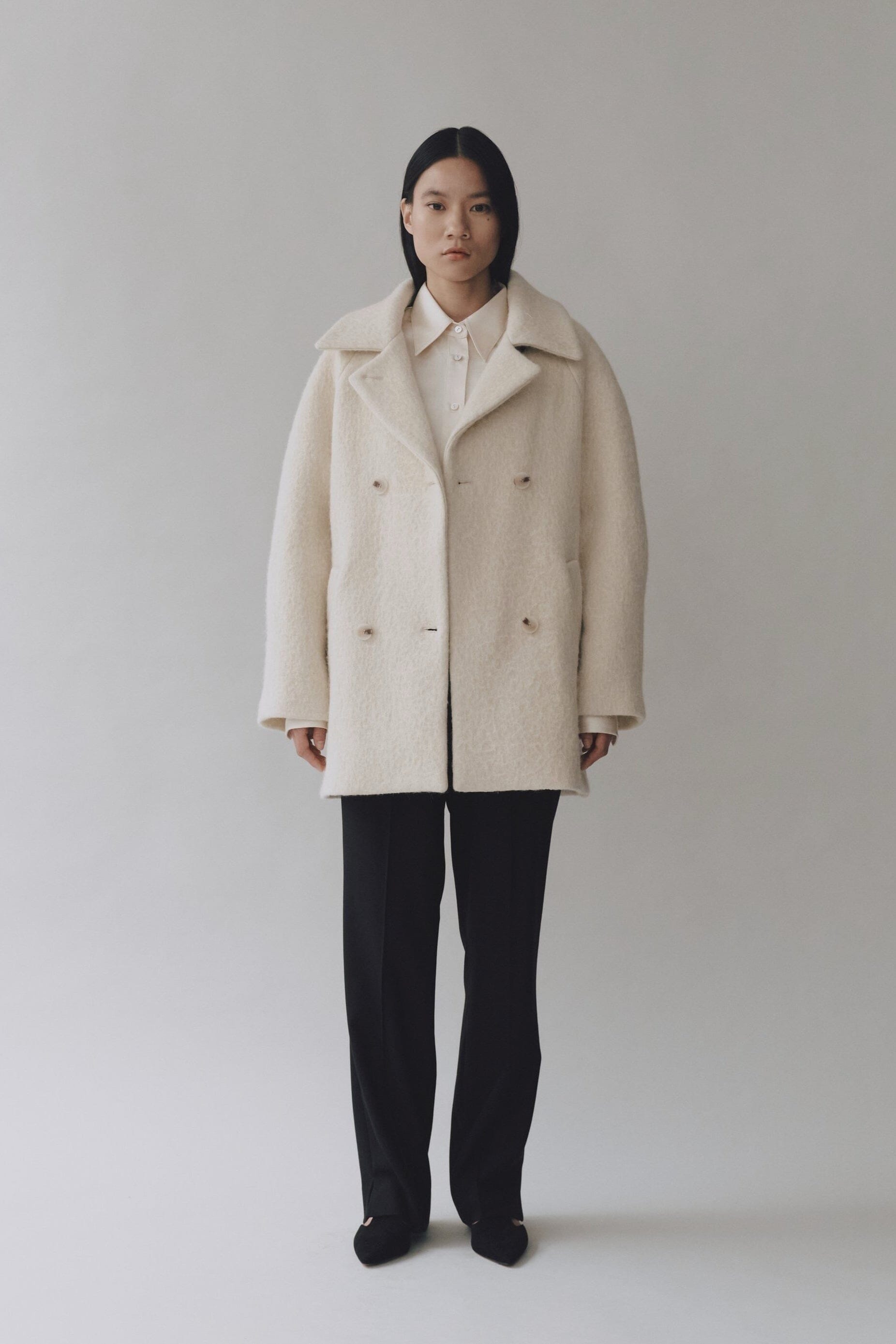 Cream wool coat best sale