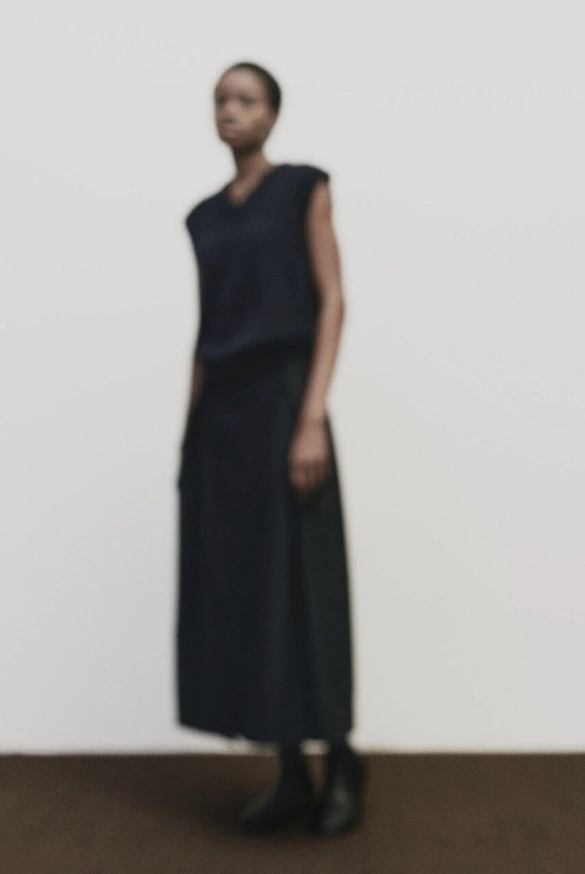 Mijeong Park - Wool Blend V-Neck Vest - Navy - Shirts & Tops - YUCCA, Yucca store Denver, women’s clothing boutique near me.