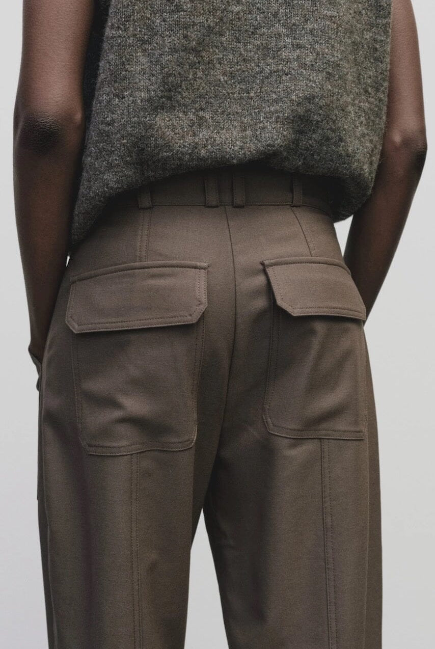 Mijeong Park - Wool Blend Workwear Pants - Light Brown - Pants - YUCCA, women’s clothing website, boutiques near me.