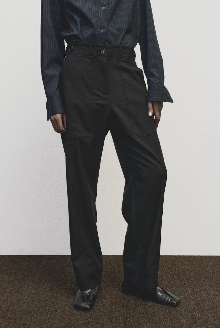 Mijeong Park - Wool Blend Workwear Pants - Navy - Pants - YUCCA, Women’s clothing store Denver, women’s elevated pants.