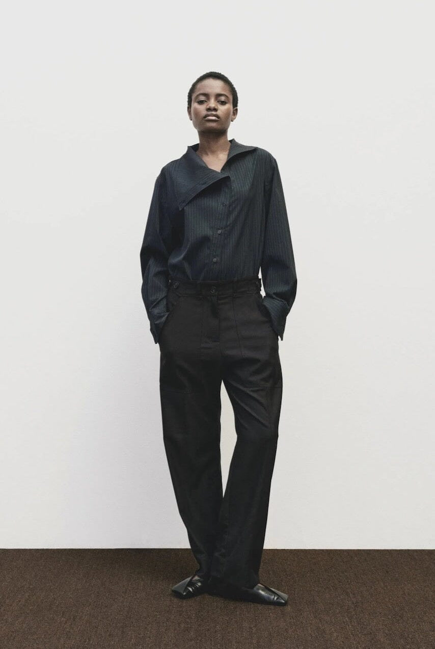 Mijeong Park - Wool Blend Workwear Pants - Navy - Pants - YUCCA, Women’s clothing store Denver, women’s elevated pants.