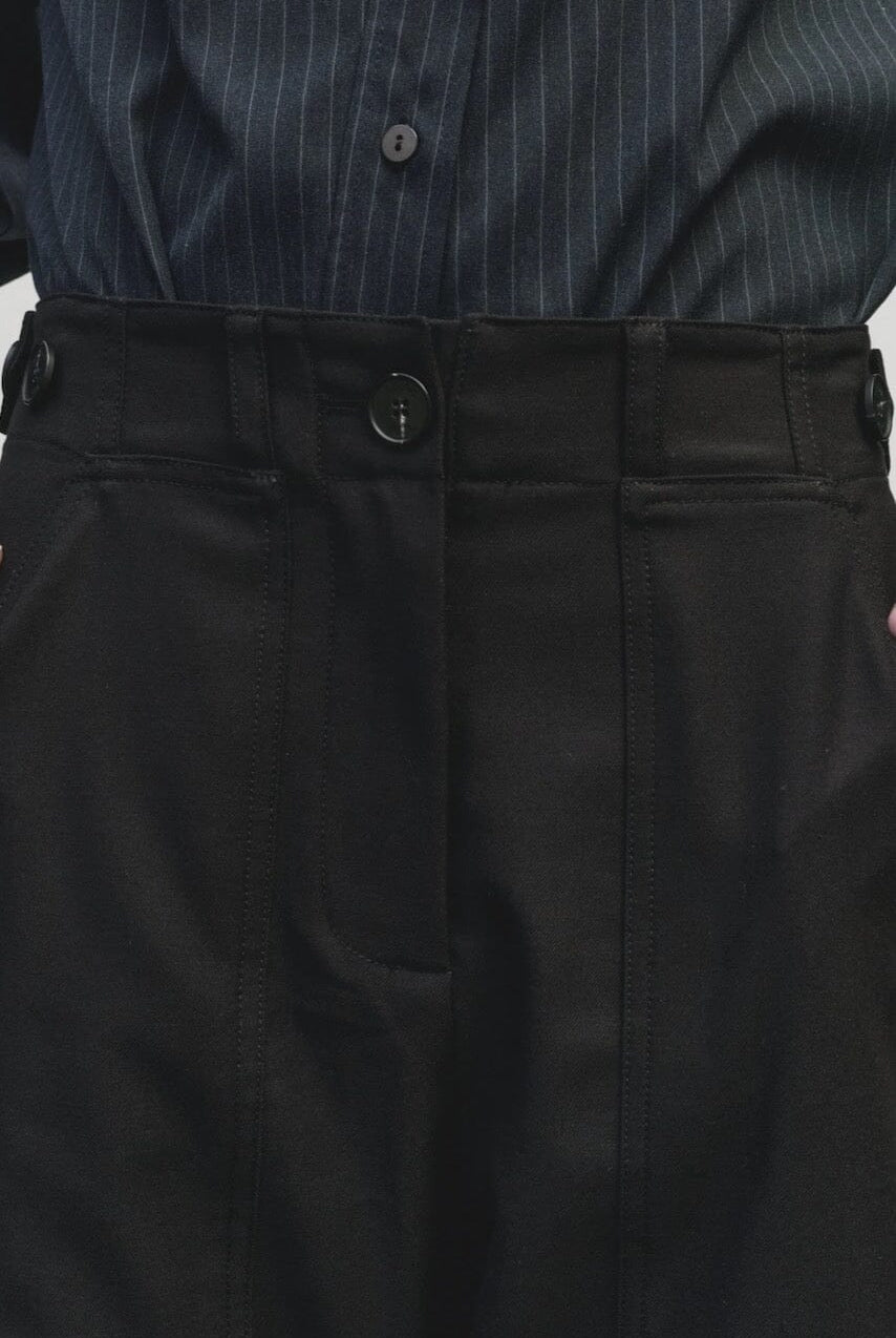 Mijeong Park - Wool Blend Workwear Pants - Navy - Pants - YUCCA, Women’s clothing store Denver, women’s elevated pants.