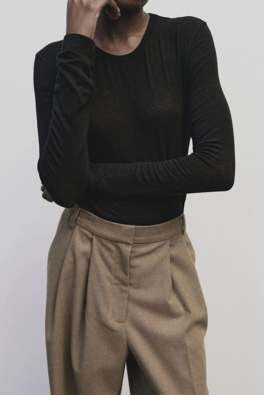 Mijeong Park - Wool Tencel Crewneck - Black - Shirts & Tops - YUCCA, Yucca store Denver, women’s clothing boutique near me.