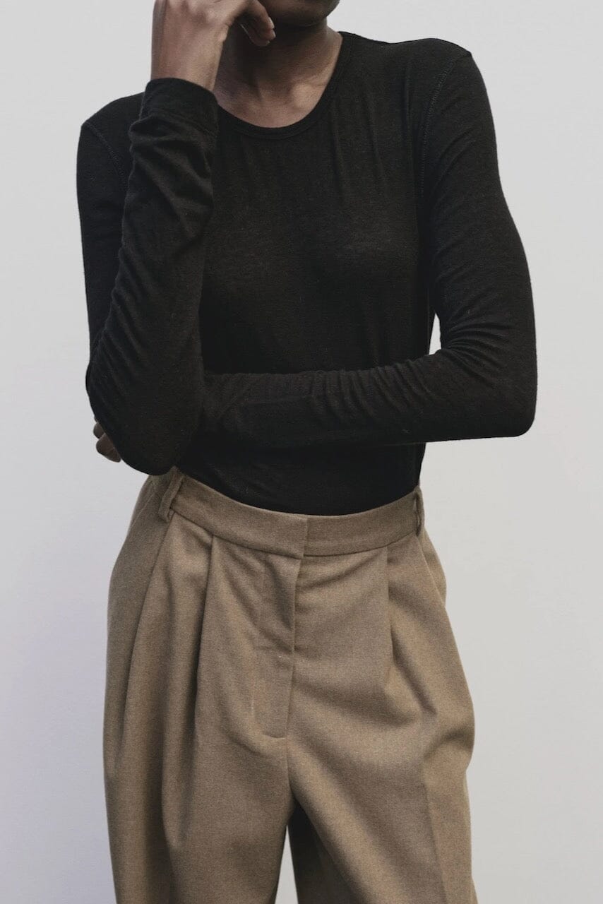Mijeong Park - Wool Tencel Crewneck - Black - Shirts & Tops - YUCCA, Yucca store Denver, women’s clothing boutique near me.