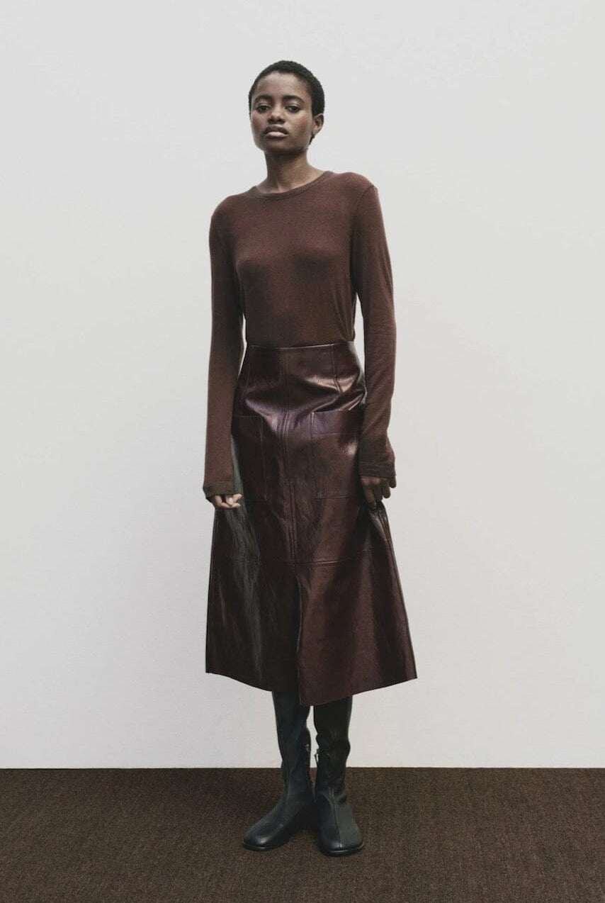 Mijeong Park - Wool Tencel Crewneck - Brown - Shirts & Tops - YUCCA, Yucca store Denver, women’s clothing boutique near me.