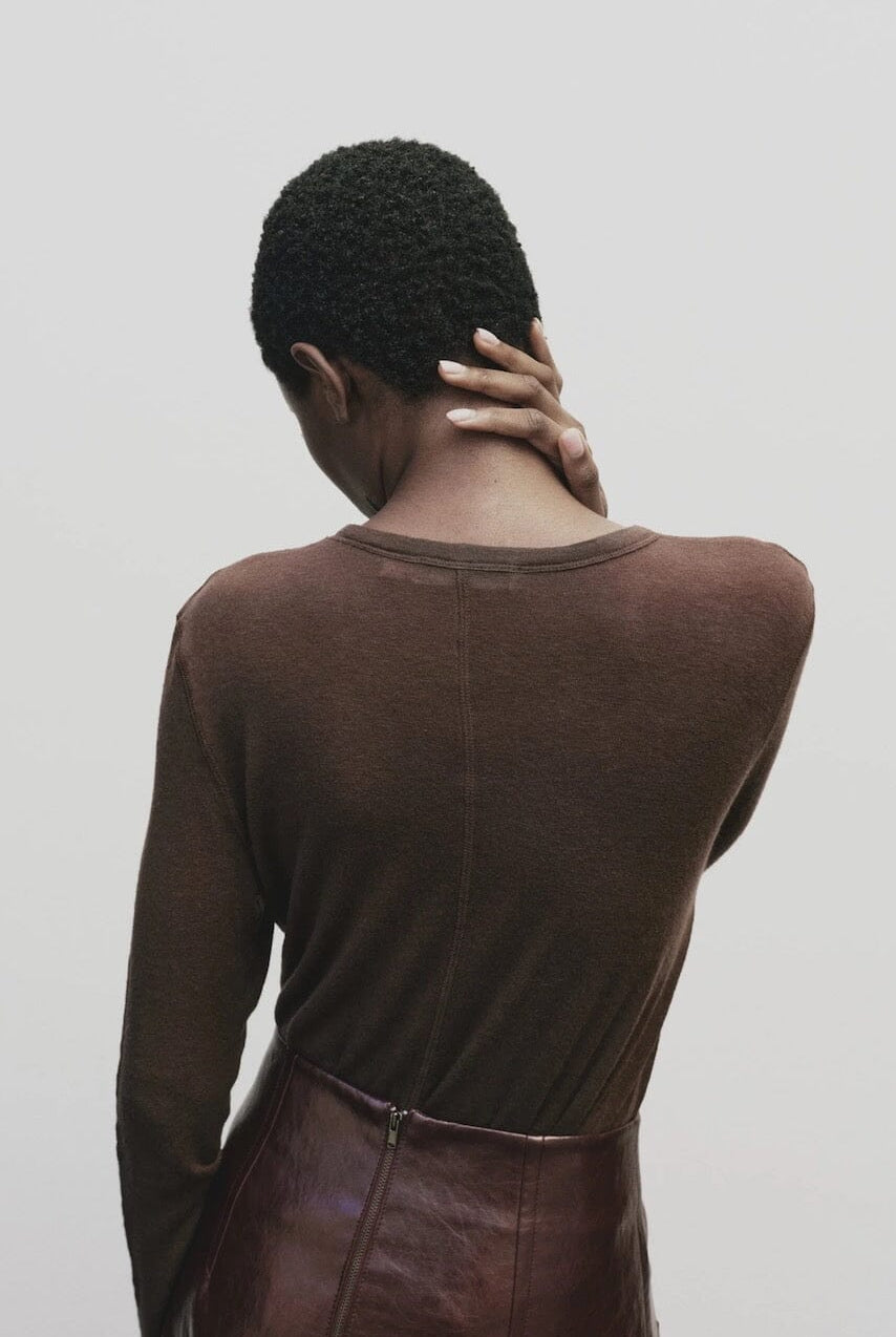 Mijeong Park - Wool Tencel Crewneck - Brown - Shirts & Tops - YUCCA, Yucca store Denver, women’s clothing boutique near me.