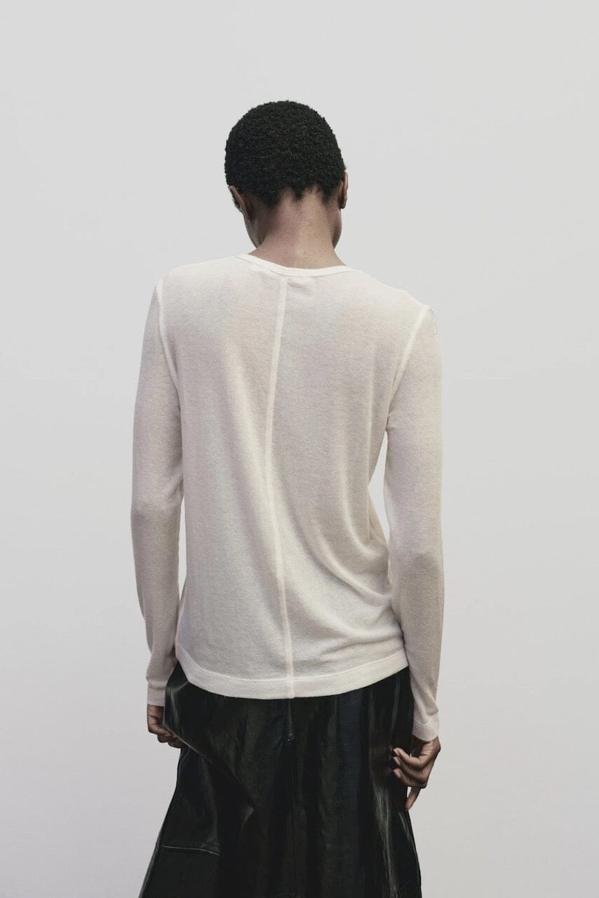 Mijeong Park | Wool Tencel Crewneck In Ivory - SHOP YUCCA Shirts & Tops MIJEONG PARK - YUCCA, Yucca store Denver, women’s clothing boutique near me, high quality capsule wardrobe, boutiques near me, women’s high quality tops.