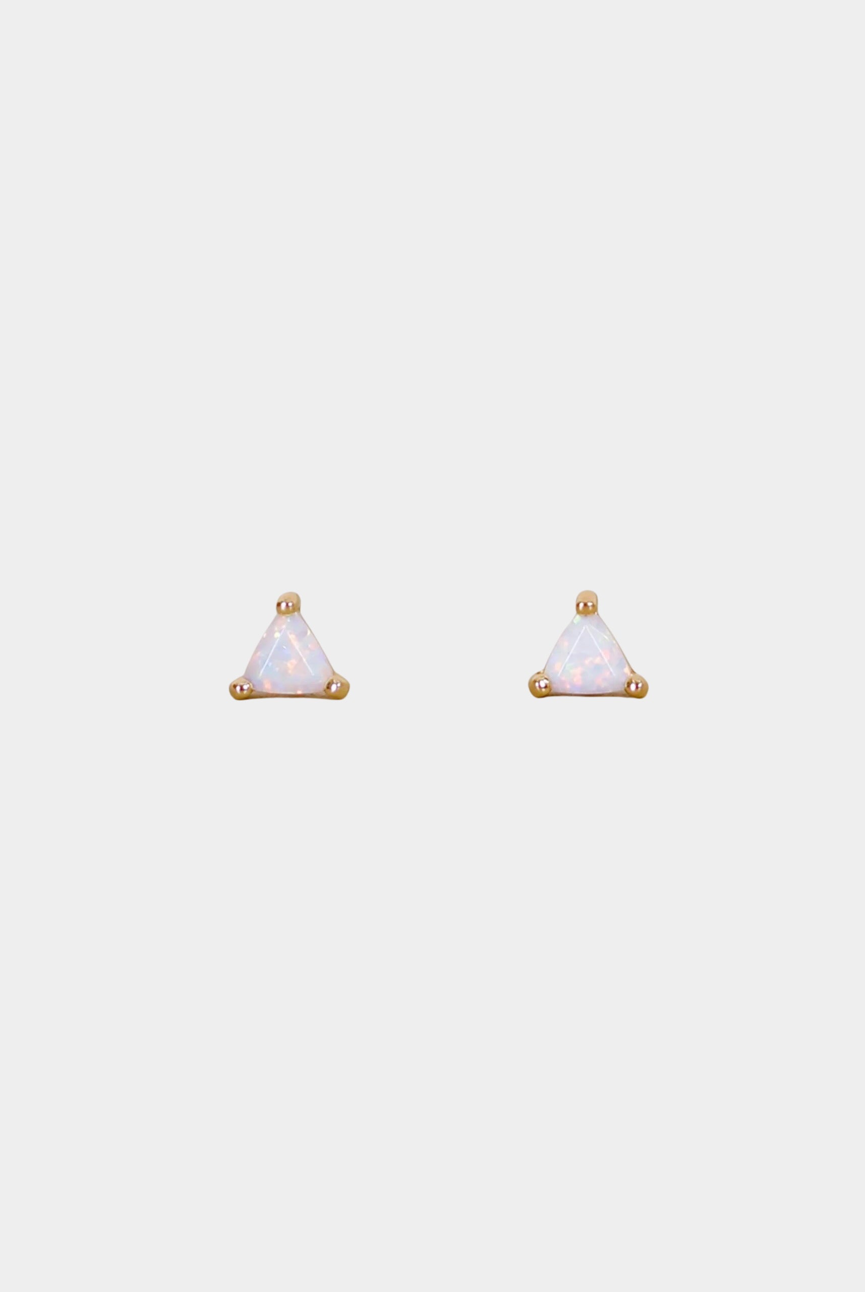 Earrings - YUCCA, white opal mini stud earrings with gold plating and sterling silver posts, minimalist everyday jewelry.
