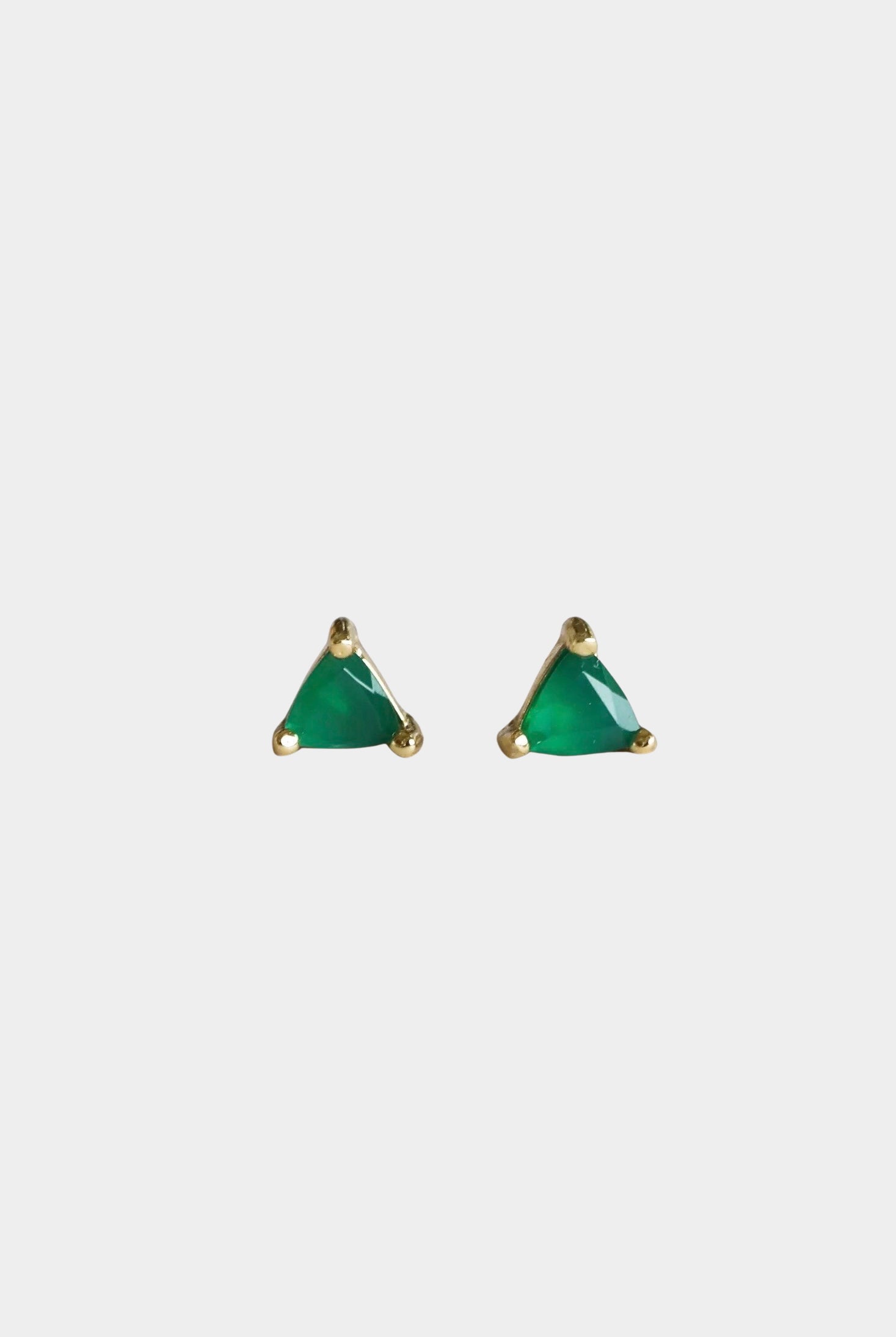 Earrings - YUCCA - green onyx mini stud earrings with gold plating and sterling silver posts, modern everyday studs.