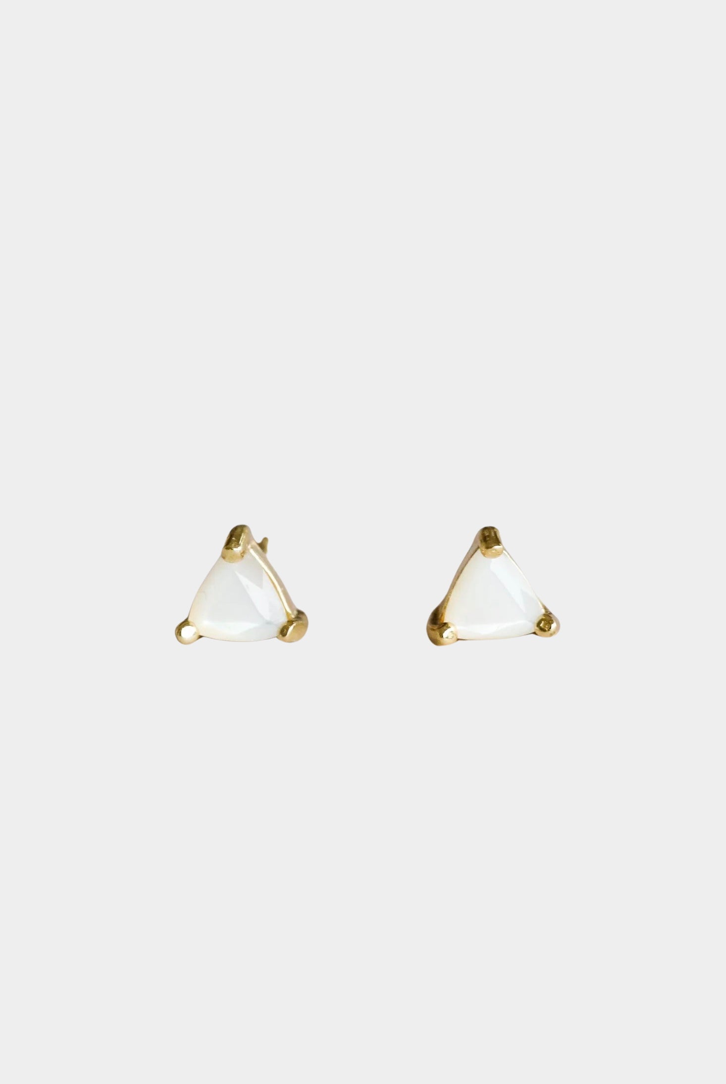 Earrings, YUCCA - mother of pearl mini stud earrings with gold plating and sterling silver posts, understated jewelry.