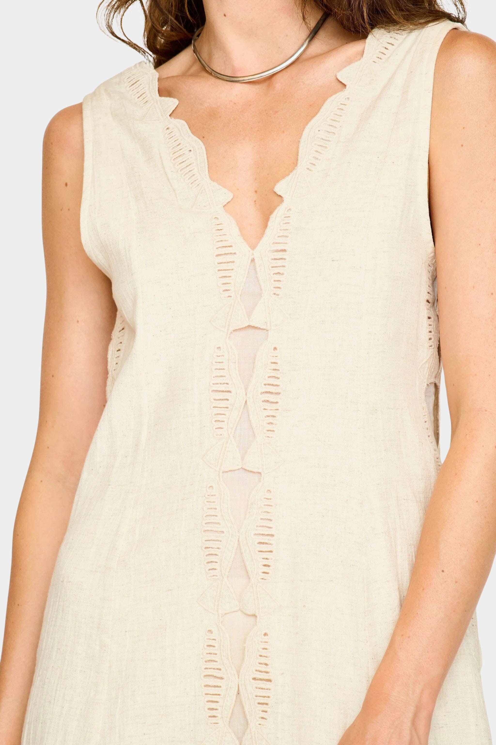 Mirth | Barcelona Dress In Oat Marine Eyelet - SHOP YUCCA Dress MIRTH - YUCCA