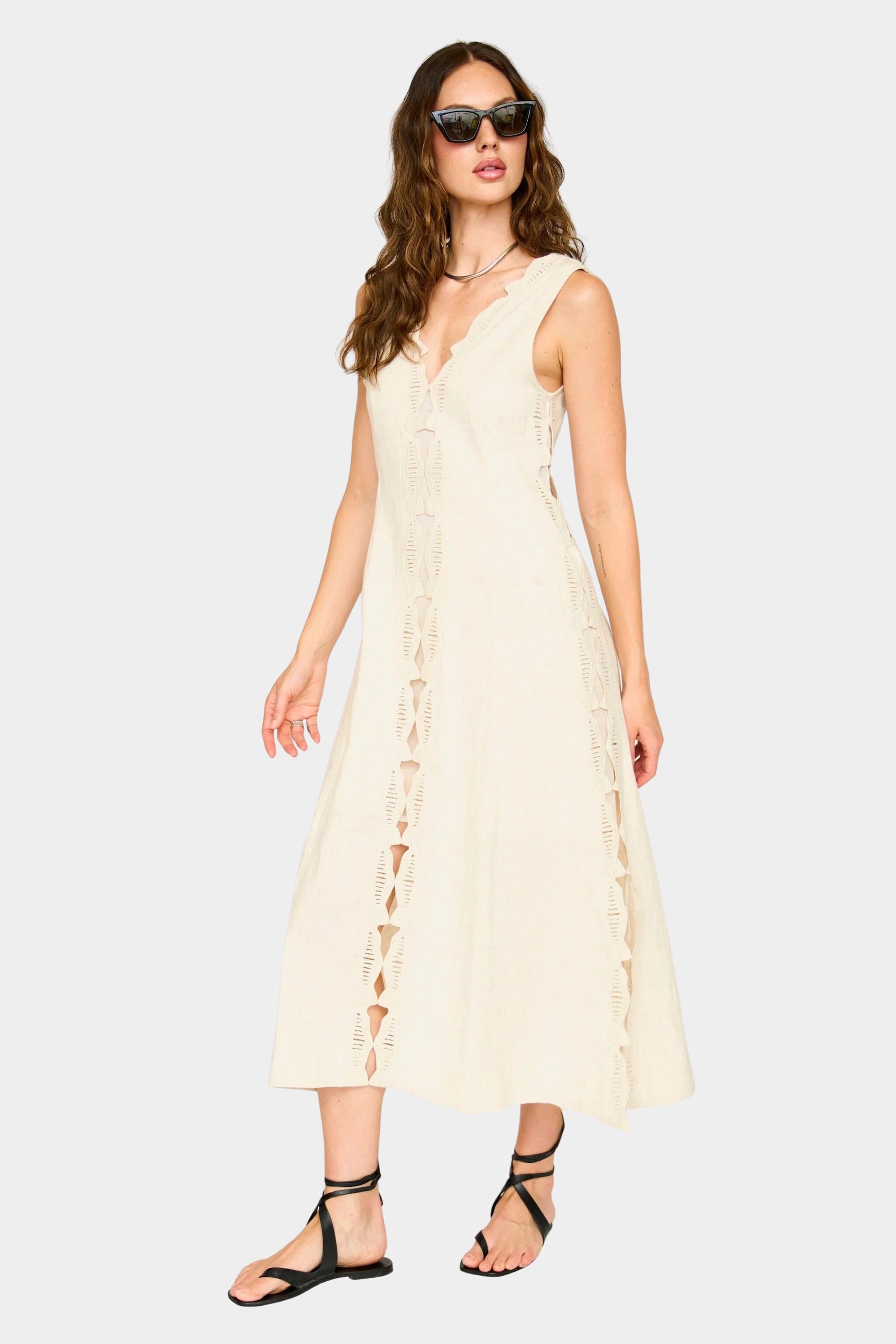 Mirth | Barcelona Dress In Oat Marine Eyelet - SHOP YUCCA Dress MIRTH - YUCCA