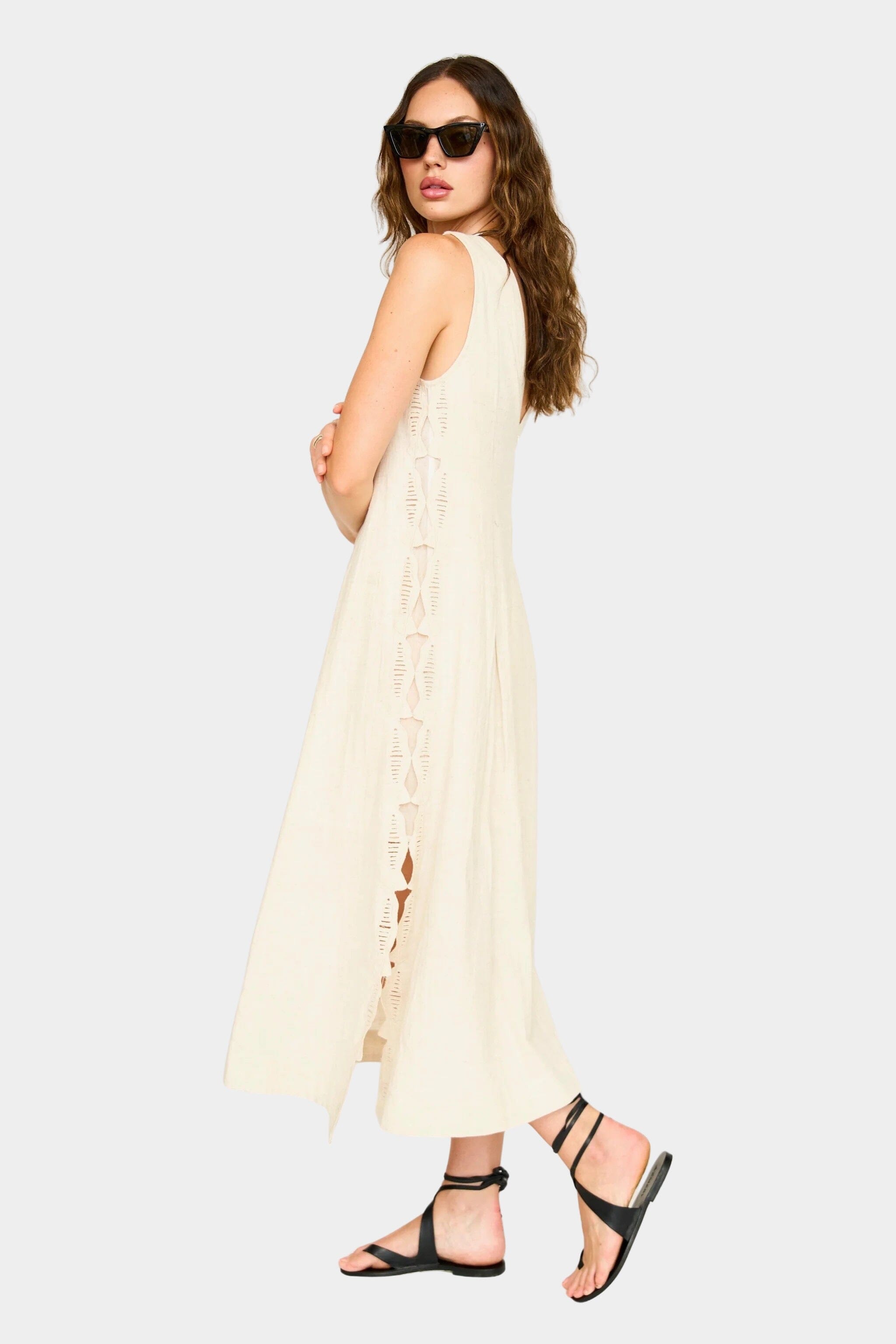 Mirth | Barcelona Dress In Oat Marine Eyelet - SHOP YUCCA Dress MIRTH - YUCCA