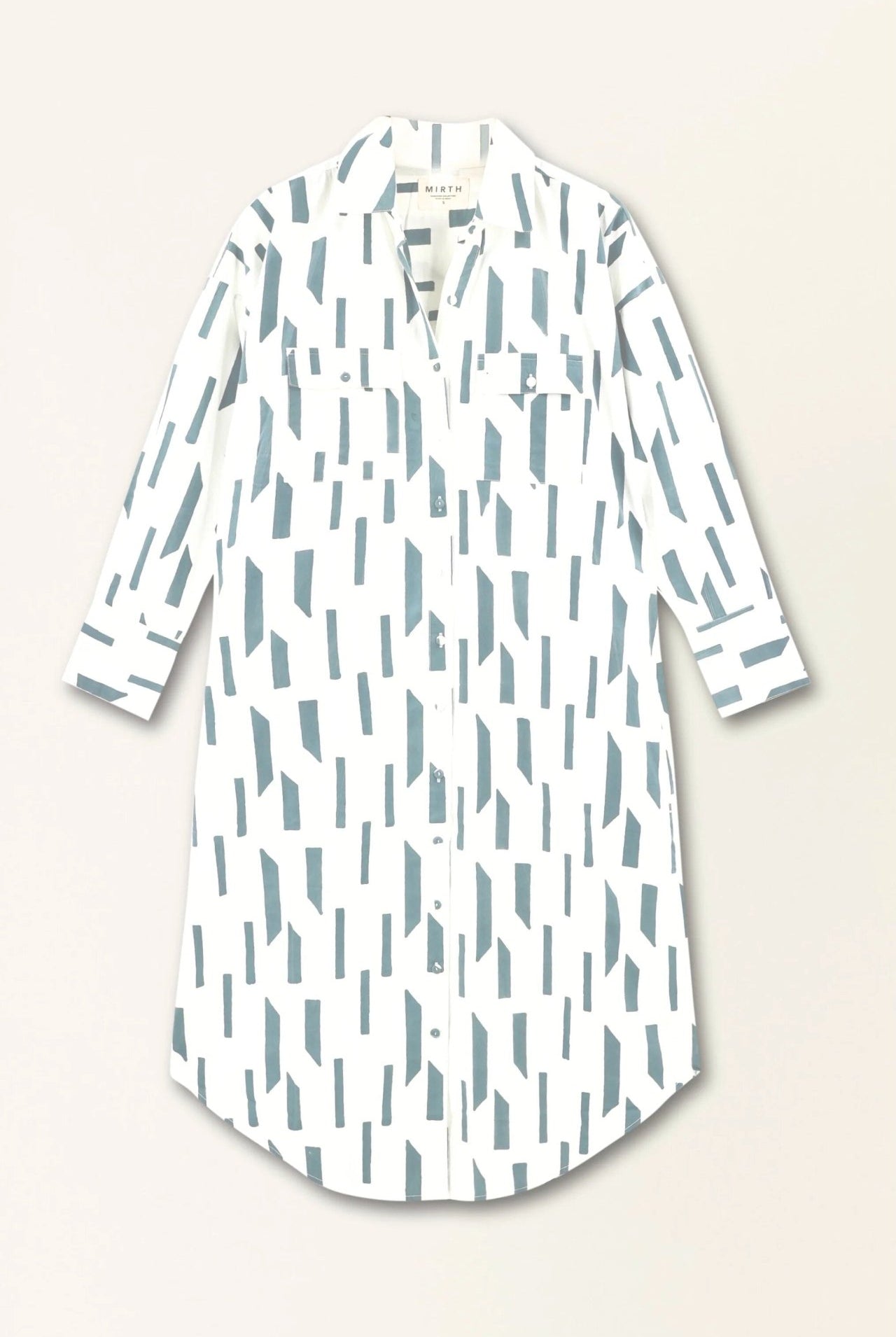 Mirth | Kyoto House Dress In White Rainfall - SHOP YUCCA Dress MIRTH - YUCCA, Women’s clothing store Denver, boutique stores near me, capsule wardrobe, women’s elevated basics, casual dresses Denver.