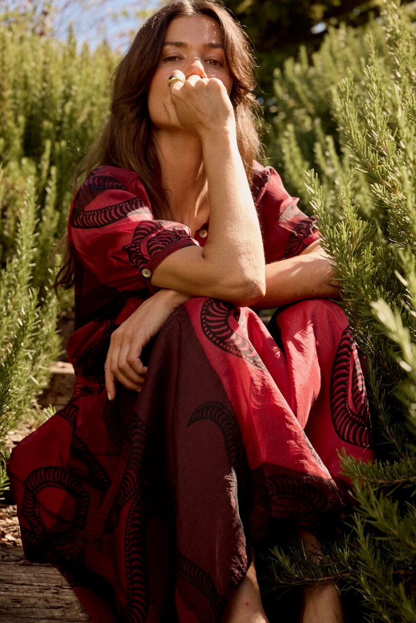 Natalie Martin - Bella Skirt - Ament Snake Oxblood - Skirts - YUCCA, women’s elevated skirts, clothing boutiques near me.