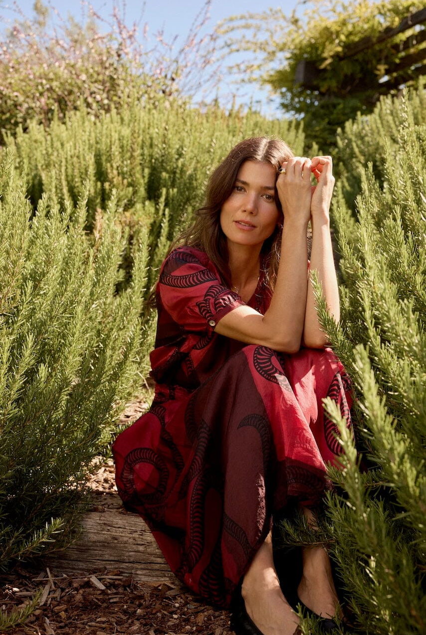 Natalie Martin - Bella Skirt - Ament Snake Oxblood - Skirts - YUCCA, women’s elevated skirts, clothing boutiques near me.