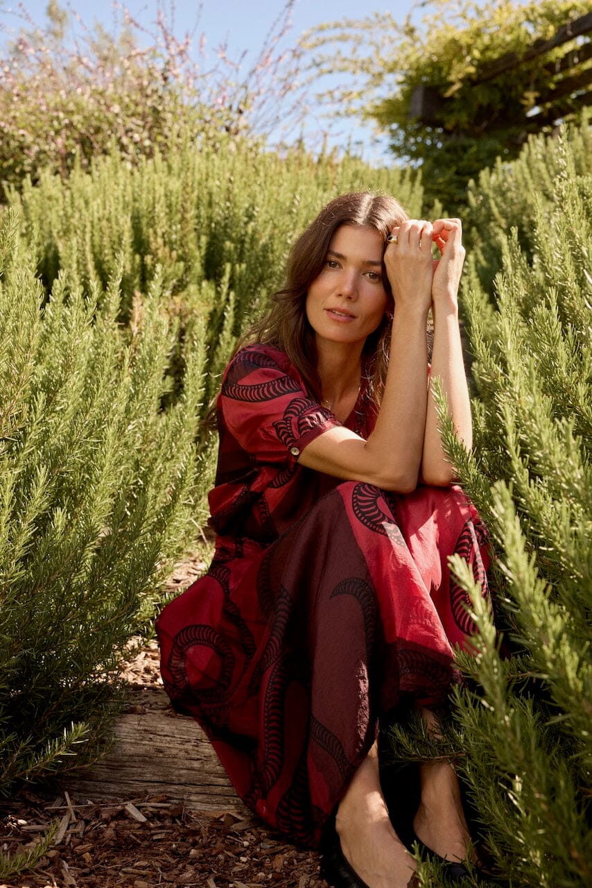 Natalie Martin - Bella Skirt - Ament Snake Oxblood - Skirts - YUCCA, women’s elevated skirts, clothing boutiques near me.