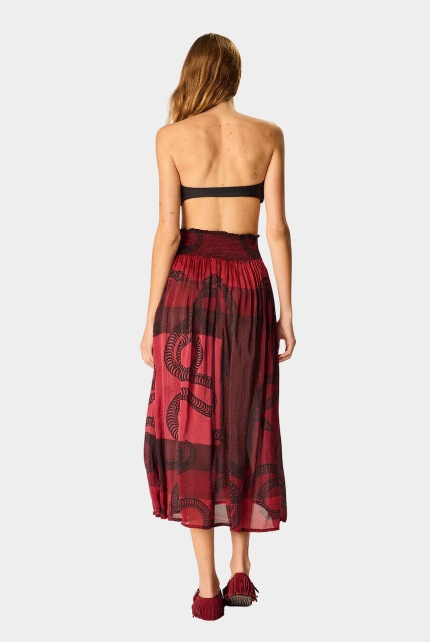 Natalie Martin - Bella Skirt - Ament Snake Oxblood - Skirts - YUCCA, women’s elevated skirts, clothing boutiques near me.