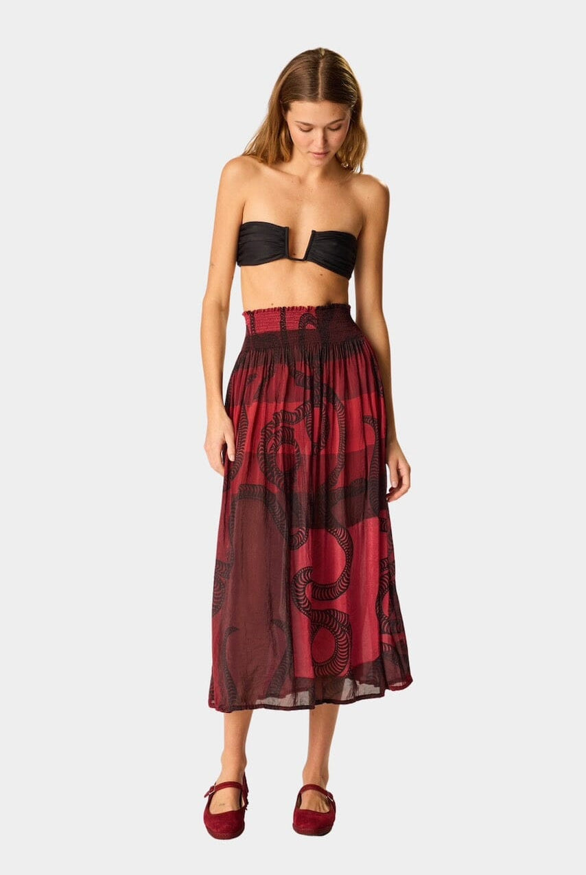 Natalie Martin - Bella Skirt - Ament Snake Oxblood - Skirts - YUCCA, women’s elevated skirts, clothing boutiques near me.