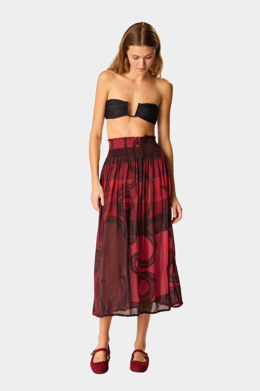 Natalie Martin - Bella Skirt - Ament Snake Oxblood - Skirts - YUCCA, women’s elevated skirts, clothing boutiques near me.