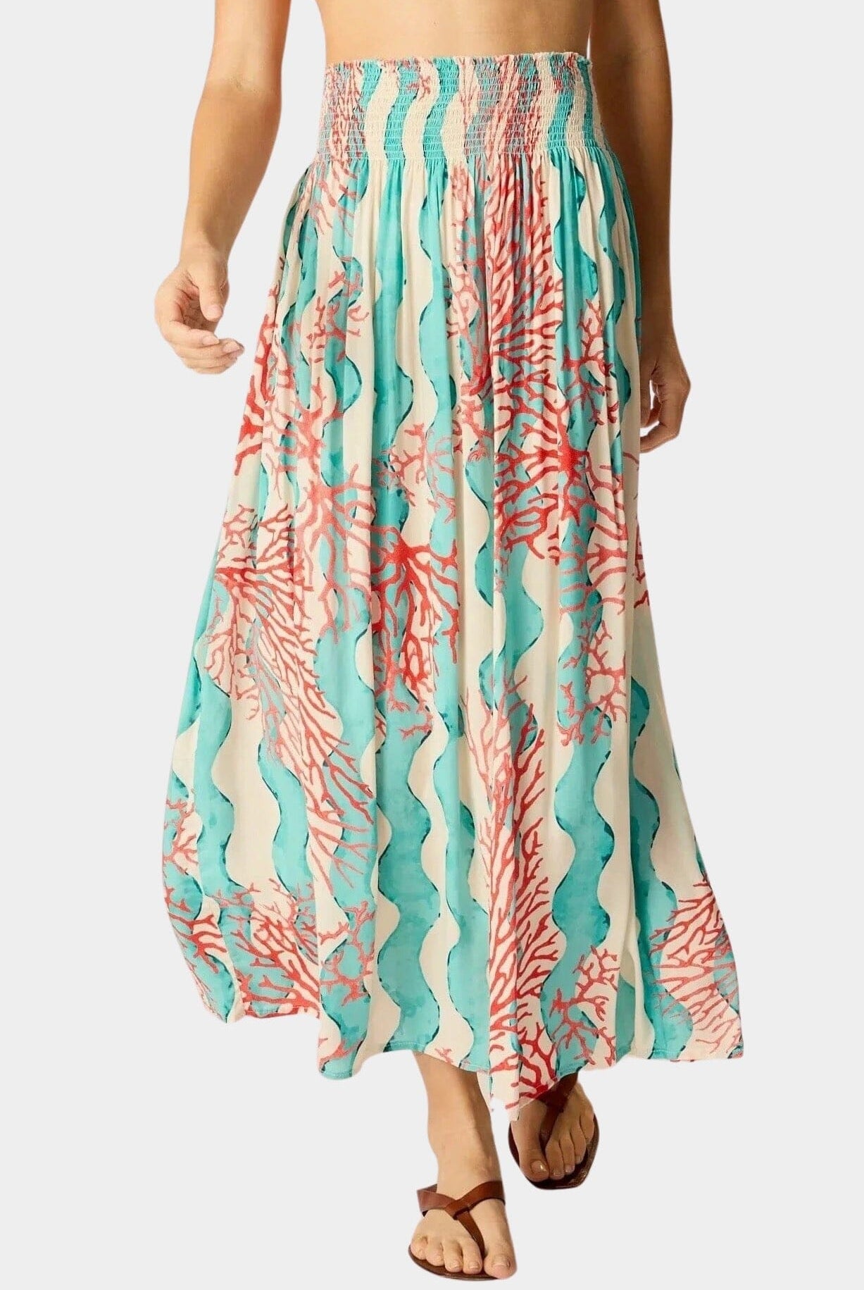 Natalie Martin | Bella Skirt In Coral Wave Turquoise - SHOP YUCCA Skirts NATALIE MARTIN - YUCCA, Women’s clothing store Denver, women’s clothing website, women’s elevated skirts, clothing boutiques near me.