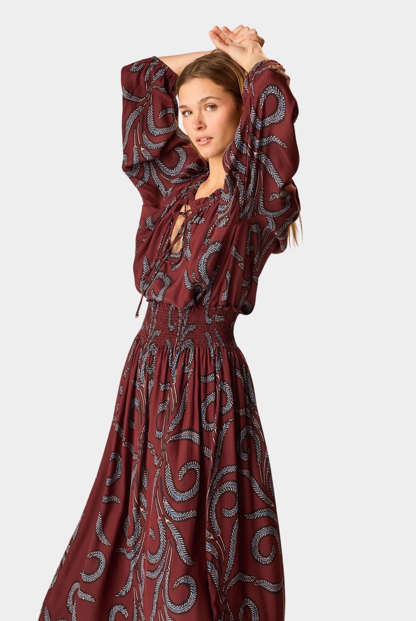 Natalie Martin | Bella Skirt - Feather Bordeaux - Skirts - YUCCA, Women’s clothing store Denver, women’s clothing website.