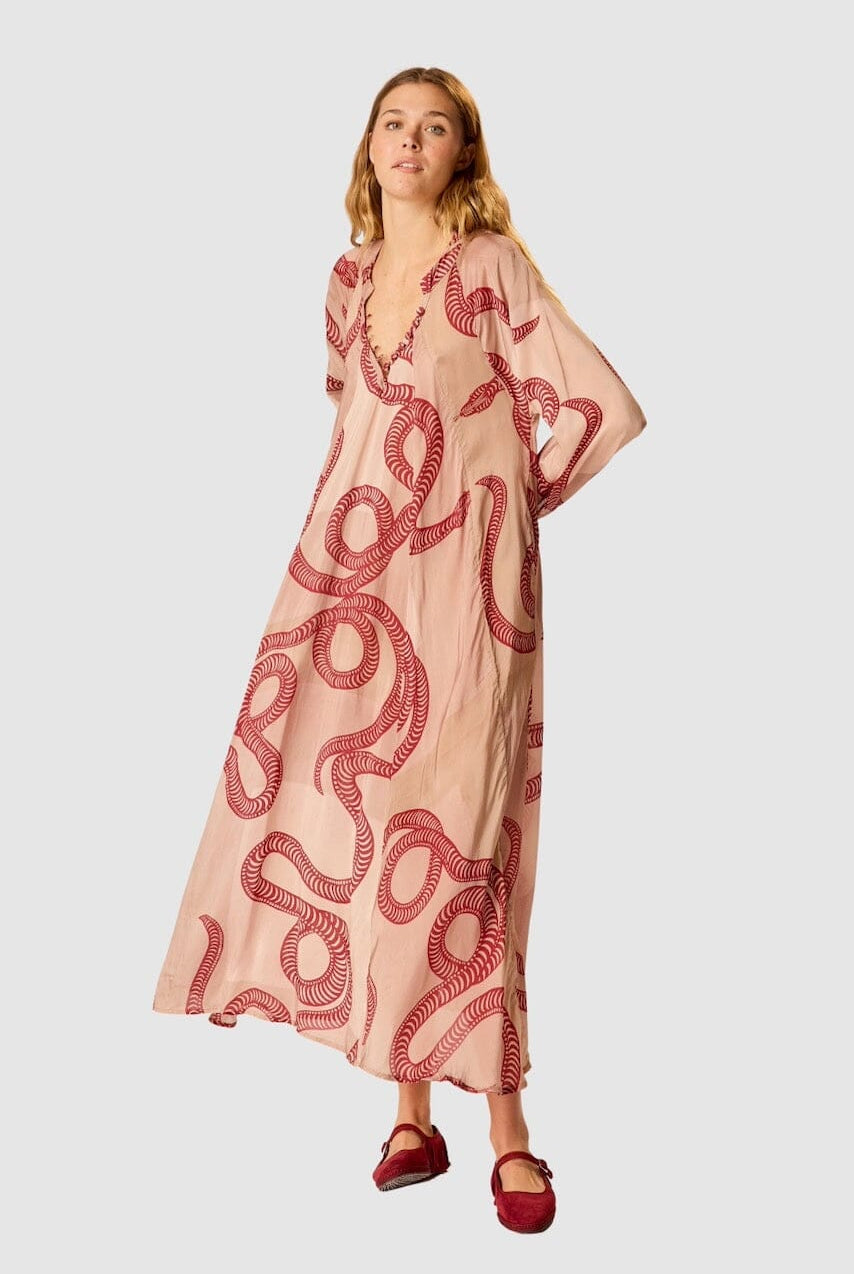 Natalie Martin - Fiore Maxi Dress - Ament Snake Bone - Dresses - YUCCA, artistic clothing for women, women's dress online.