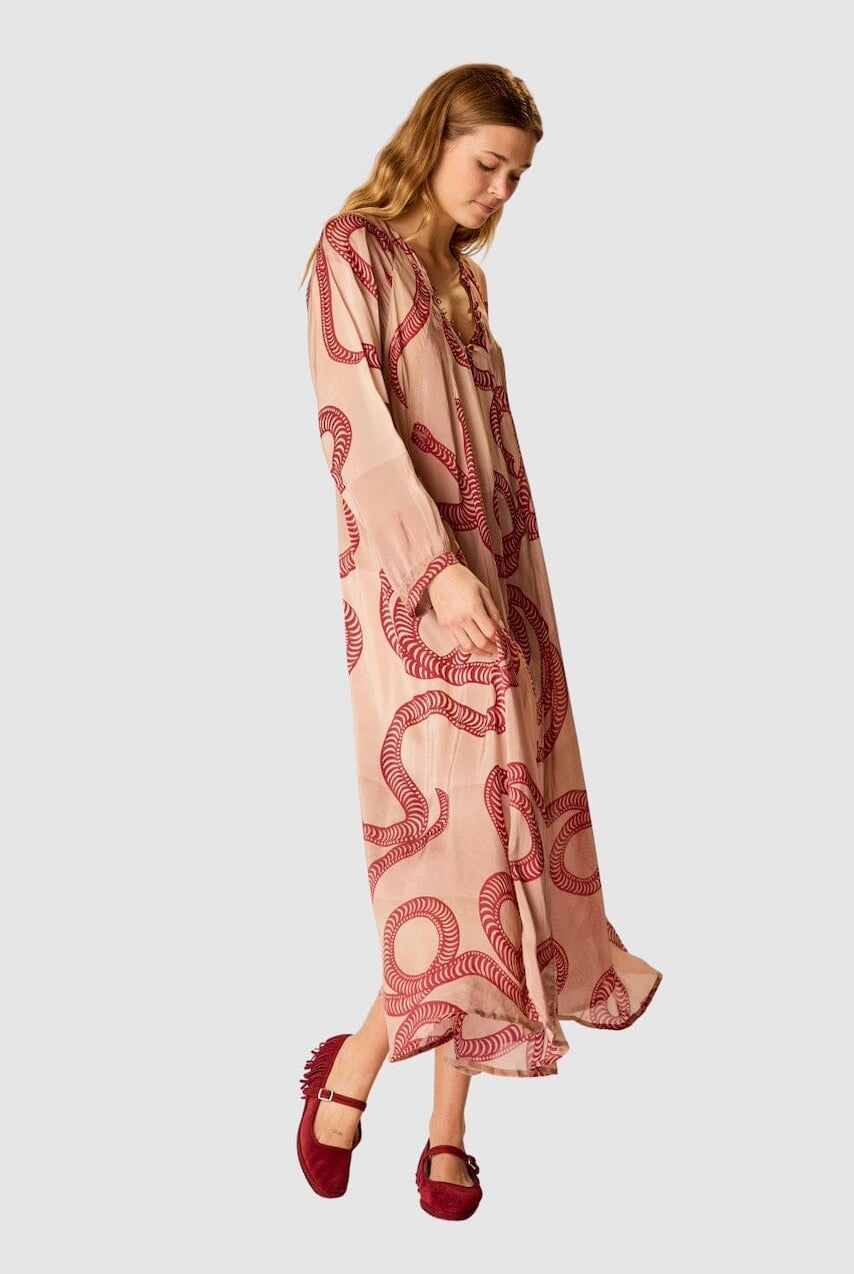 Natalie Martin - Fiore Maxi Dress - Ament Snake Bone - Dresses - YUCCA, artistic clothing for women, women's dress online.