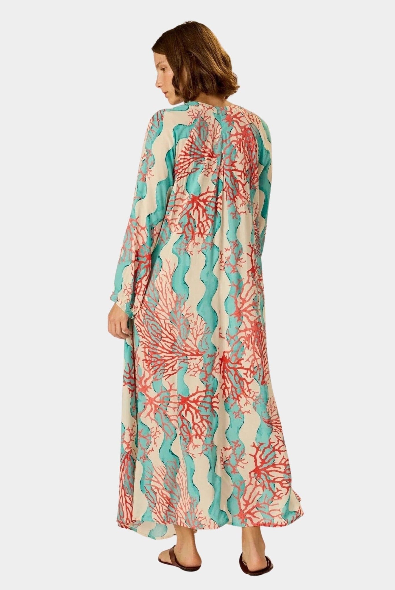 Natalie Martin | Fiore Maxi Dress In Coral Wave Turquoise - SHOP YUCCA Dresses NATALIE MARTIN - YUCCA, Women’s clothing store Denver, boutique stores near me, capsule wardrobe, women’s elevated basics, casual dresses Denver.