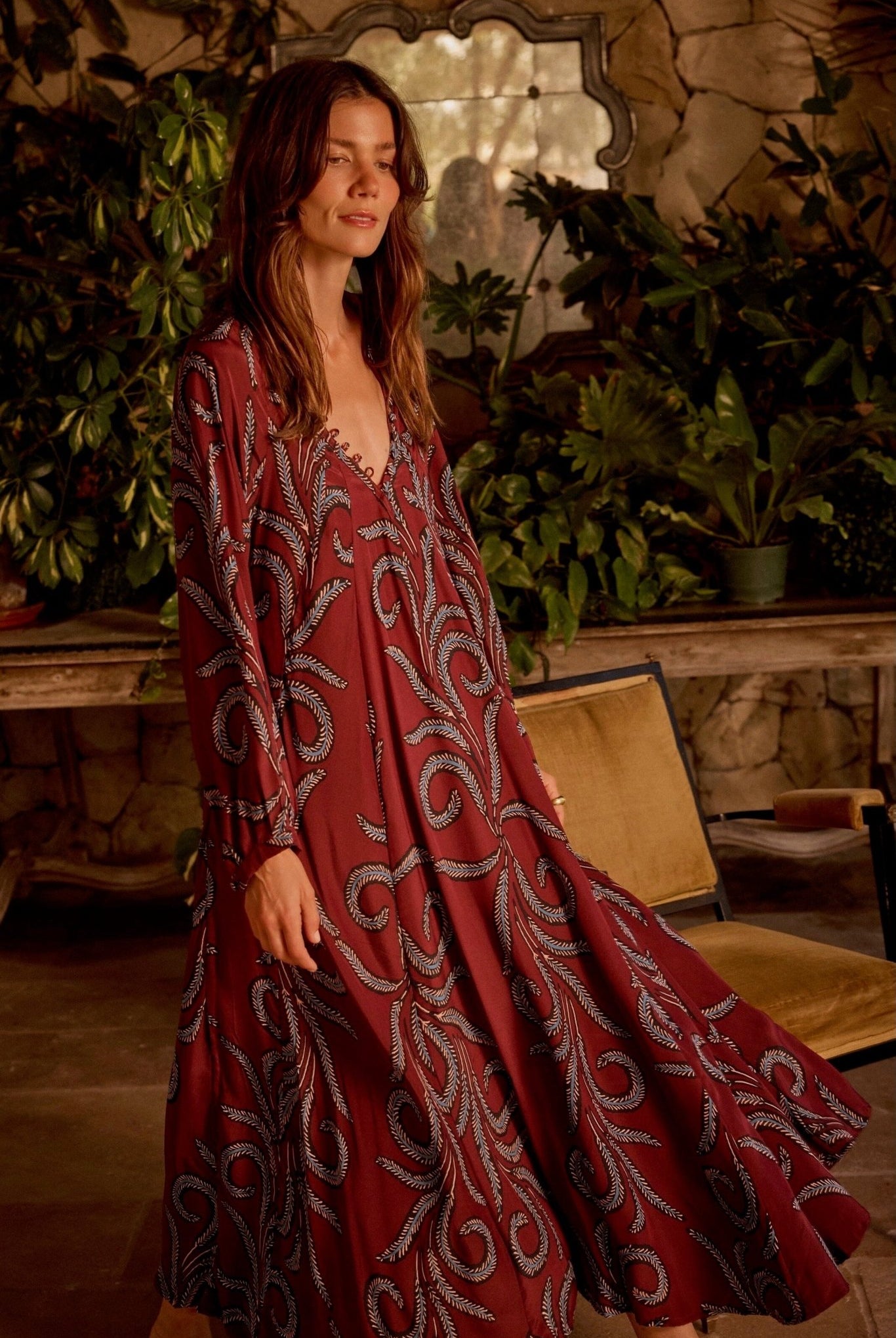 Natalie Martin - Fiore Maxi Dress - Feather Bordeaux - Dresses - YUCCA, artistic clothing for women, boutique near me.