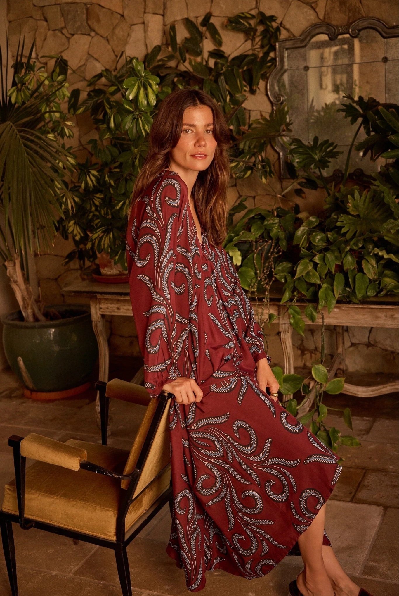 Natalie Martin - Fiore Maxi Dress - Feather Bordeaux - Dresses - YUCCA, artistic clothing for women, boutique near me.