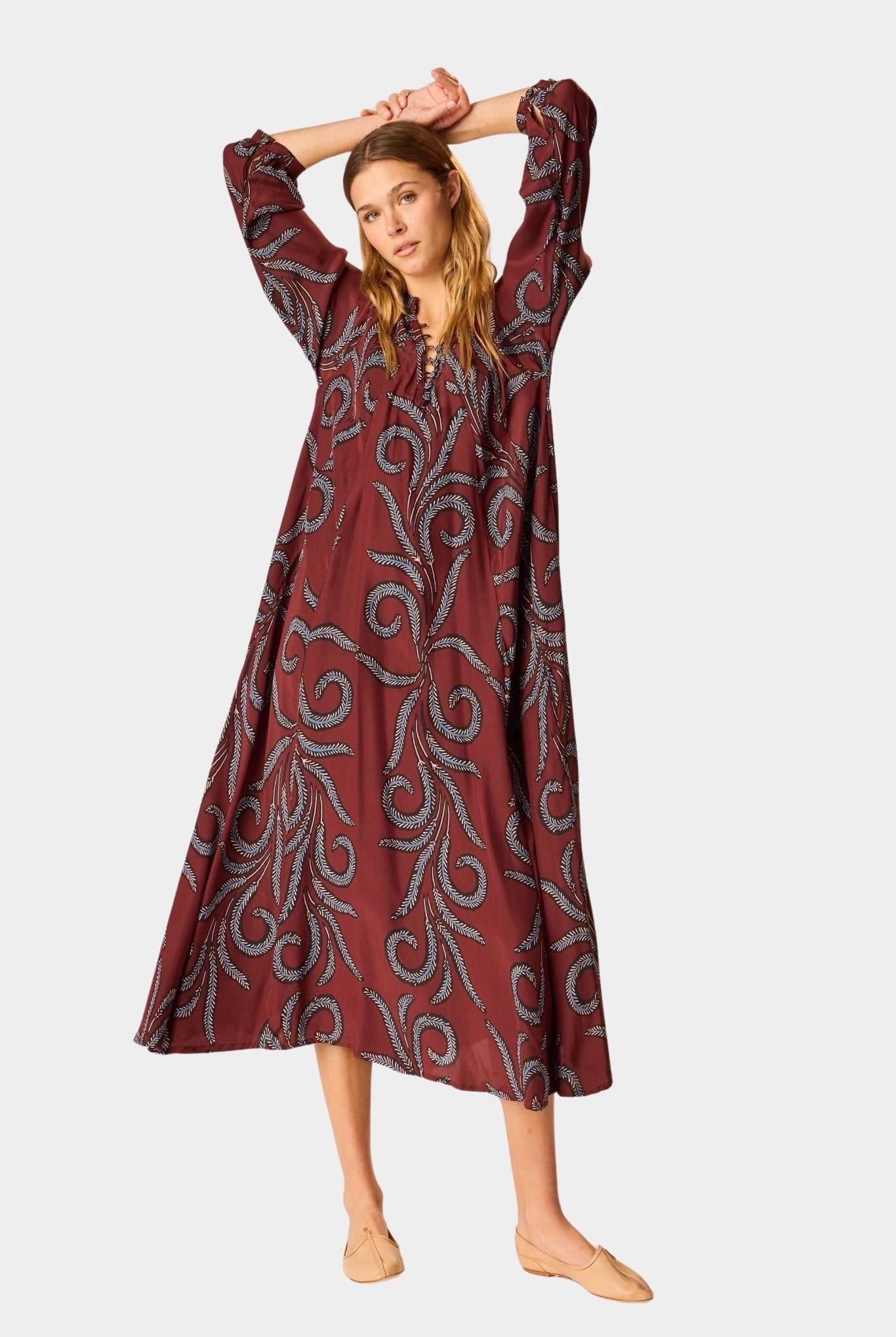 Natalie Martin - Fiore Maxi Dress - Feather Bordeaux - Dresses - YUCCA, artistic clothing for women, boutique near me.
