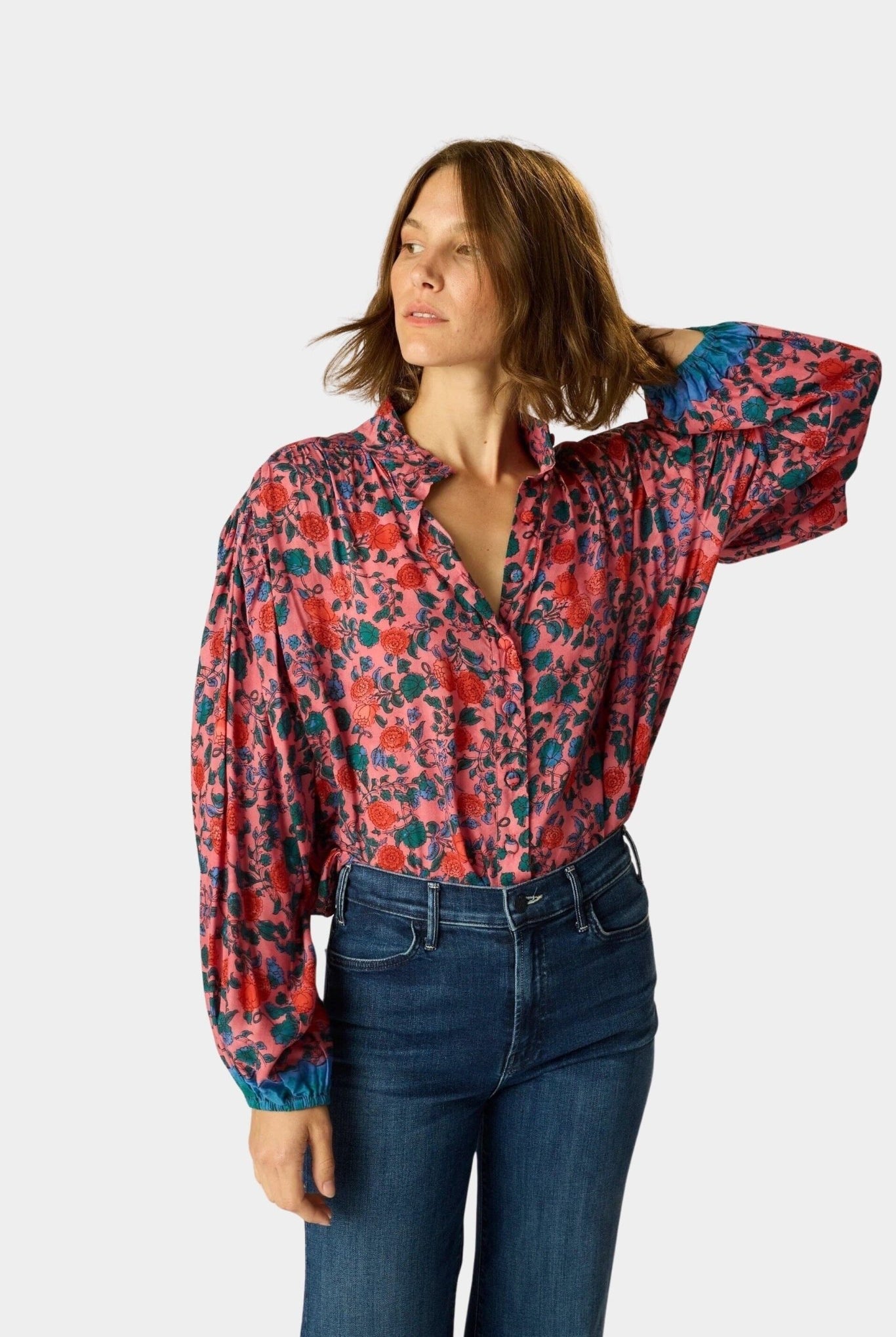 Natalie Martin | Iris Top In Rose Bandana - SHOP YUCCA Shirts & Tops NATALIE MARTIN - YUCCA, Boutiques Denver, stylish tops for women, cherry creek boutique, high quality casual tops.